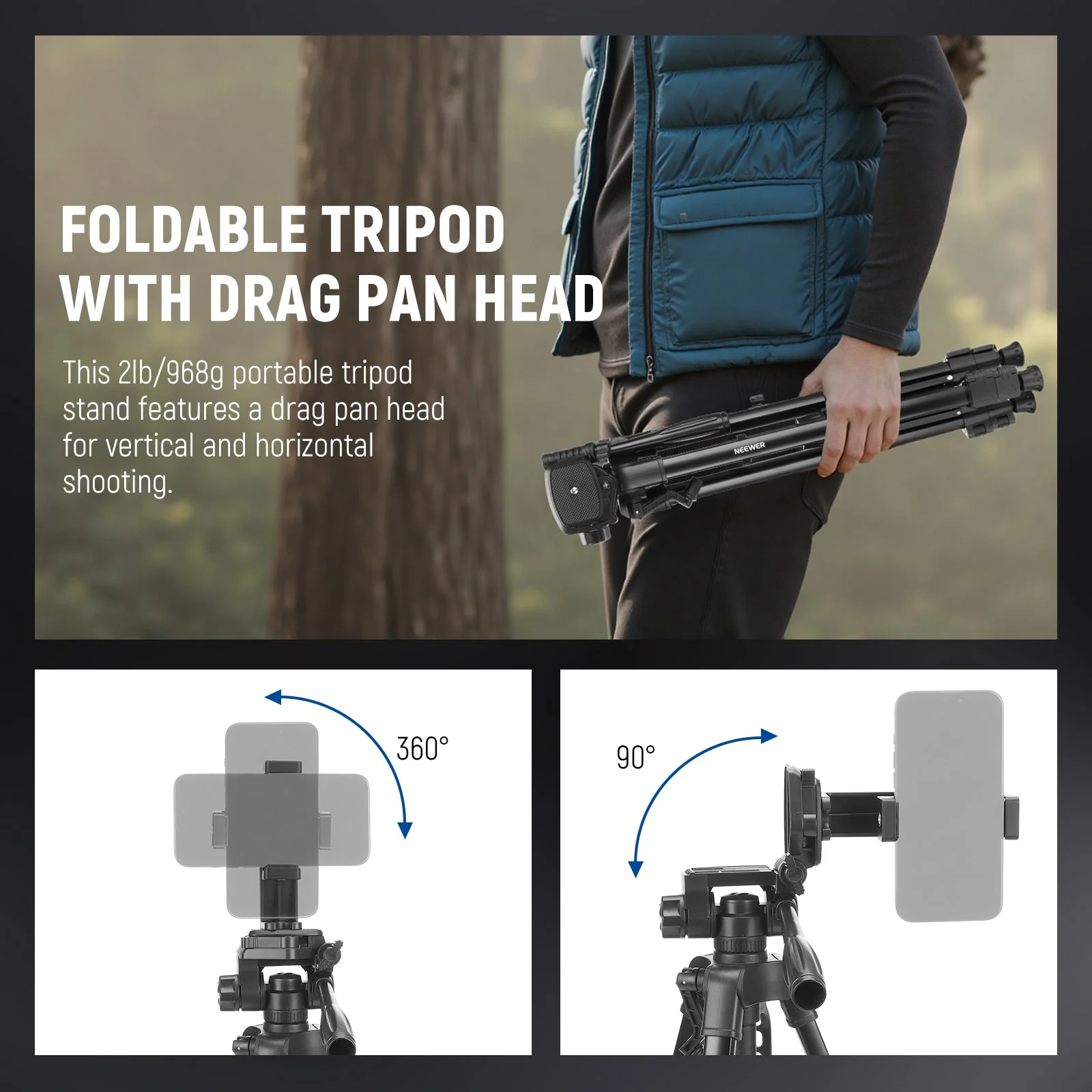 NEEWER BASICS PA056 Phone Tripod Vlogging Kit with RGB Light & Wireless Mic - Image 6
