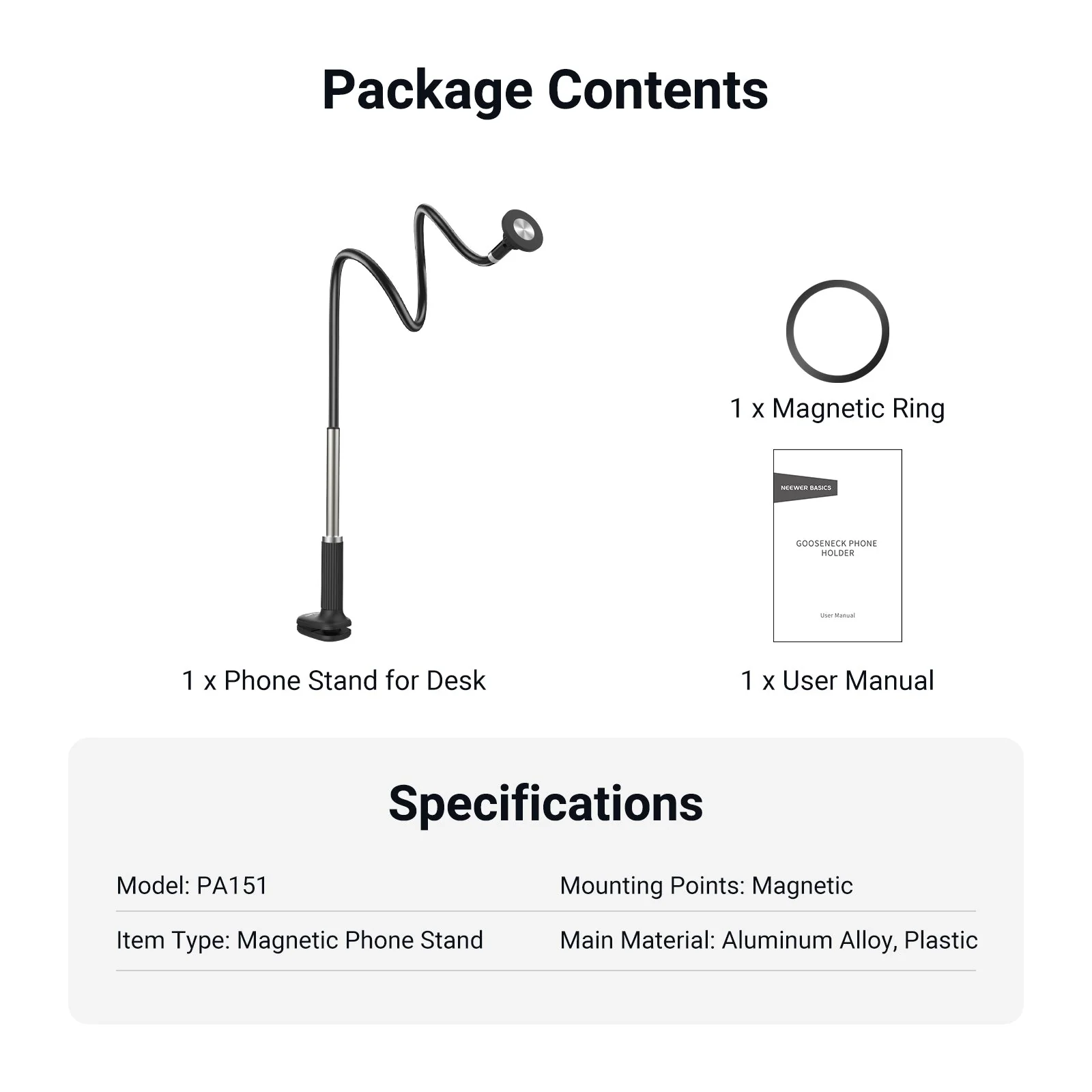 NEEWER BASICS PA151 Magnetic Flexible Phone Stand - Image 7