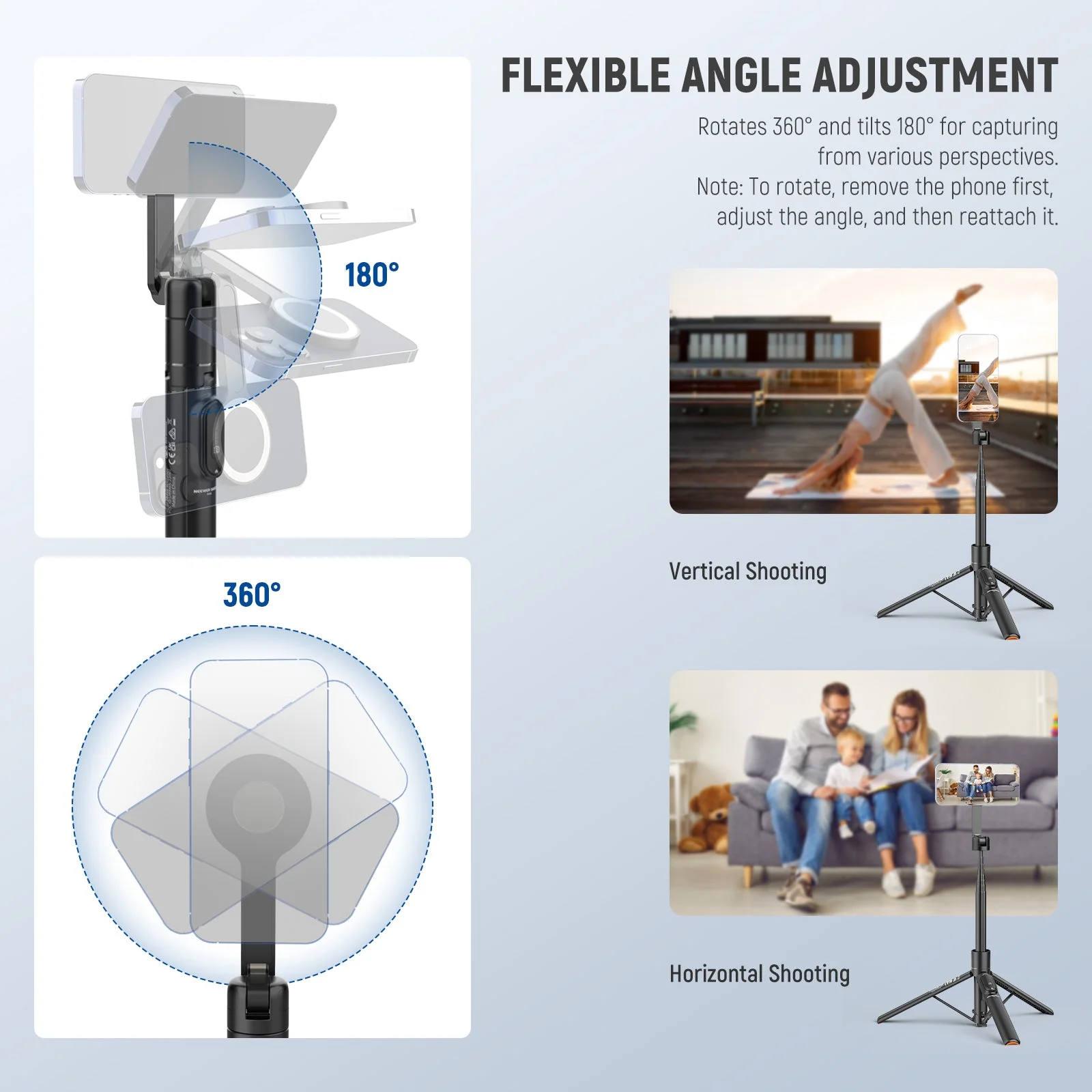 NEEWER BASICS PA989 65.7" Magnetic Selfie Stick Tripod - Image 4