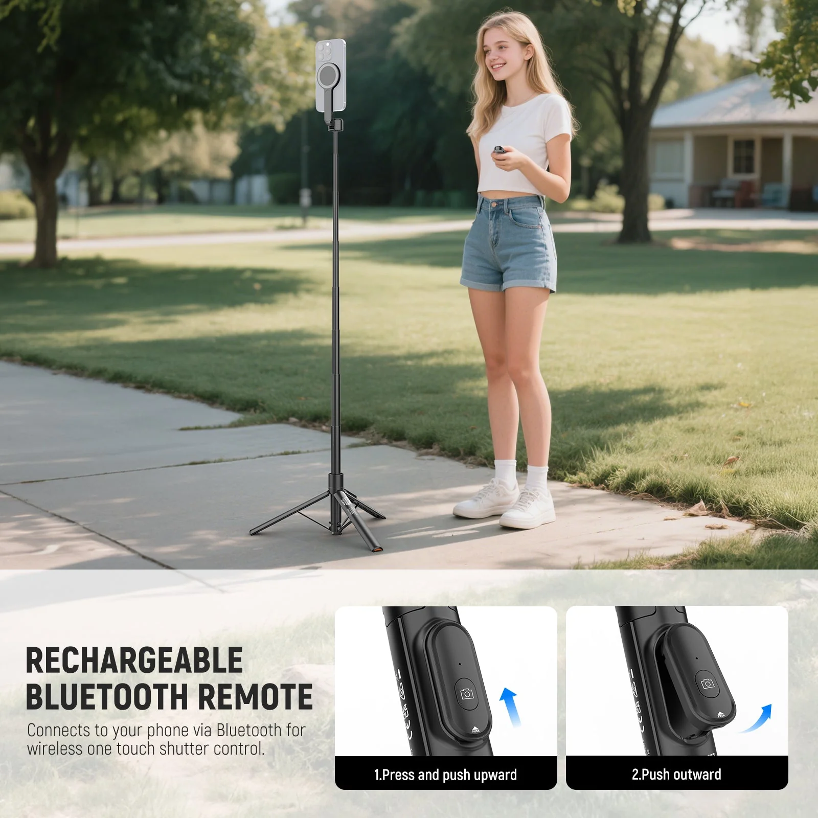 NEEWER BASICS PA989 65.7" Magnetic Selfie Stick Tripod - Image 6