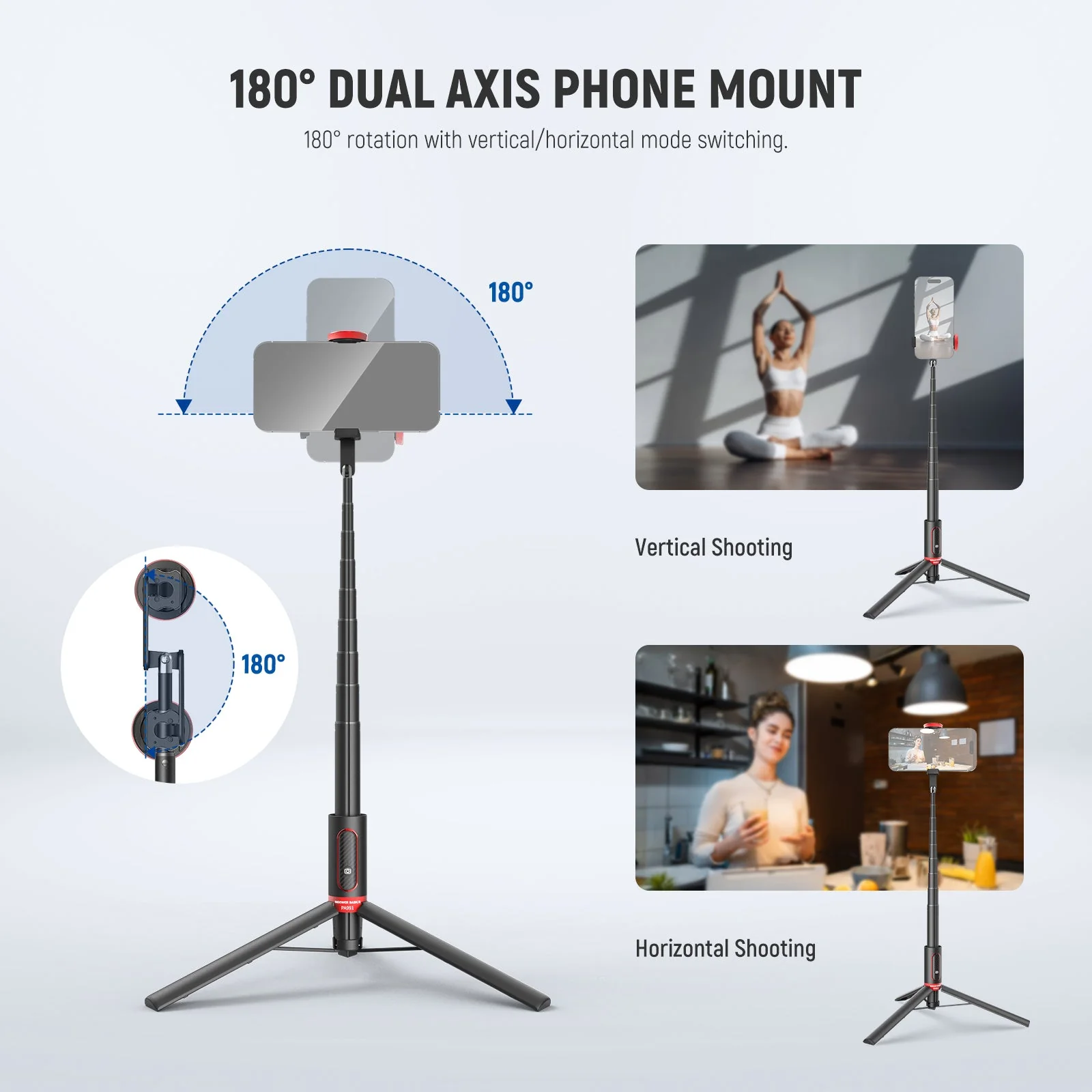 NEEWER BASICS PA991 57.9" Selfie Stick Phone Tripod - Image 4