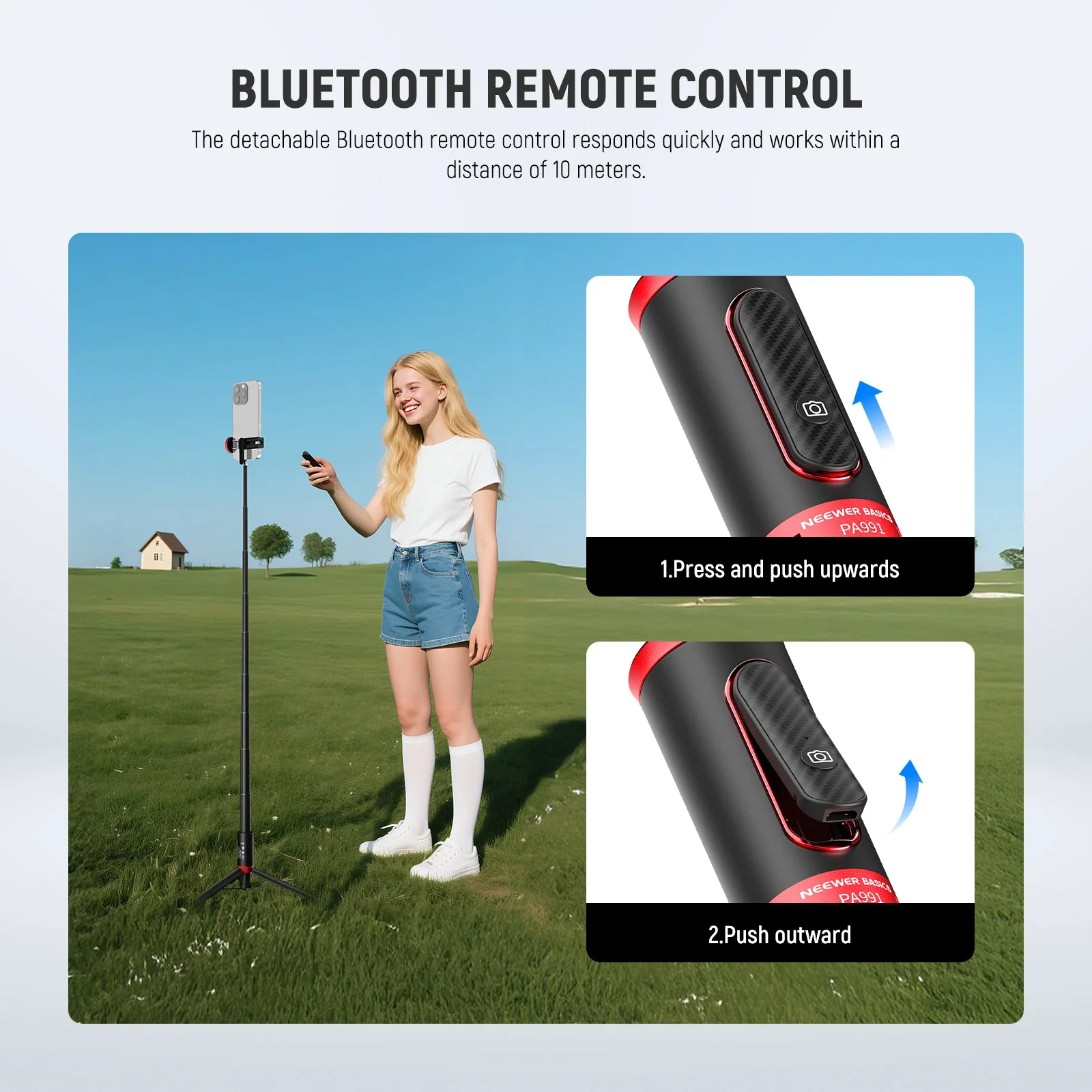 NEEWER BASICS PA991 57.9" Selfie Stick Phone Tripod - Image 5