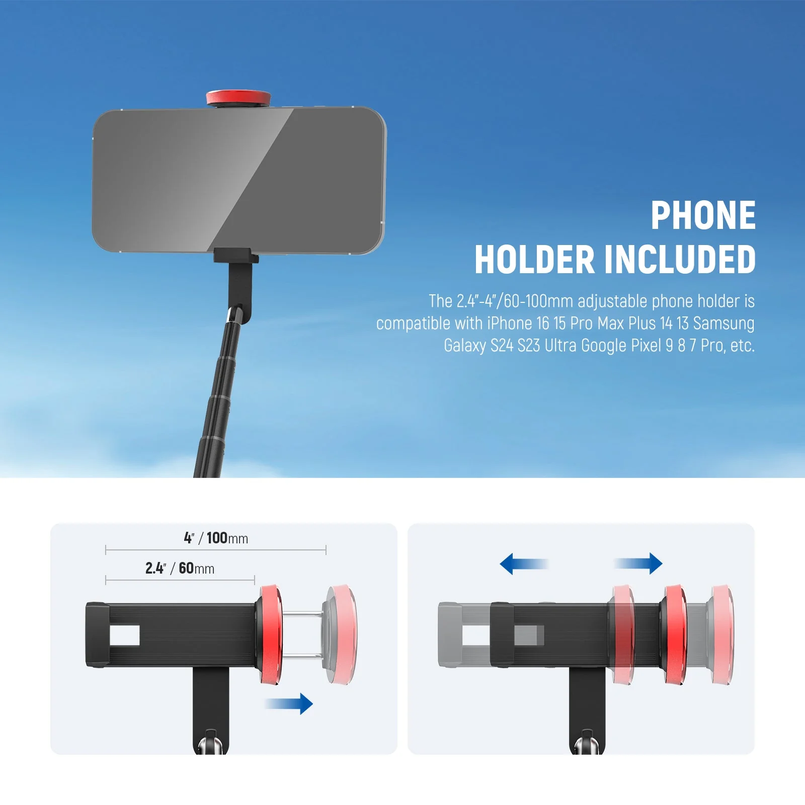 NEEWER BASICS PA991 57.9" Selfie Stick Phone Tripod - Image 6