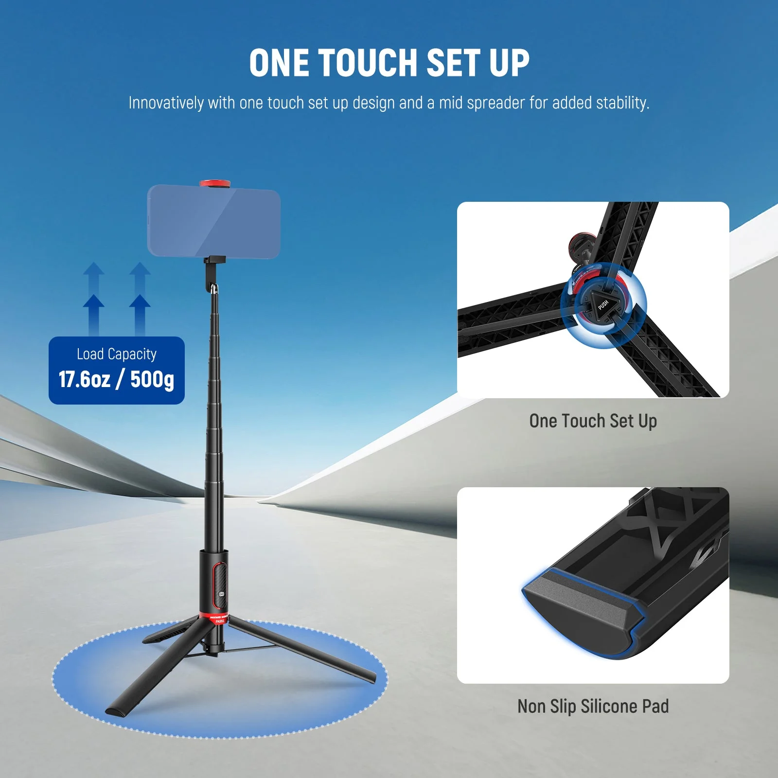 NEEWER BASICS PA991 57.9" Selfie Stick Phone Tripod - Image 8