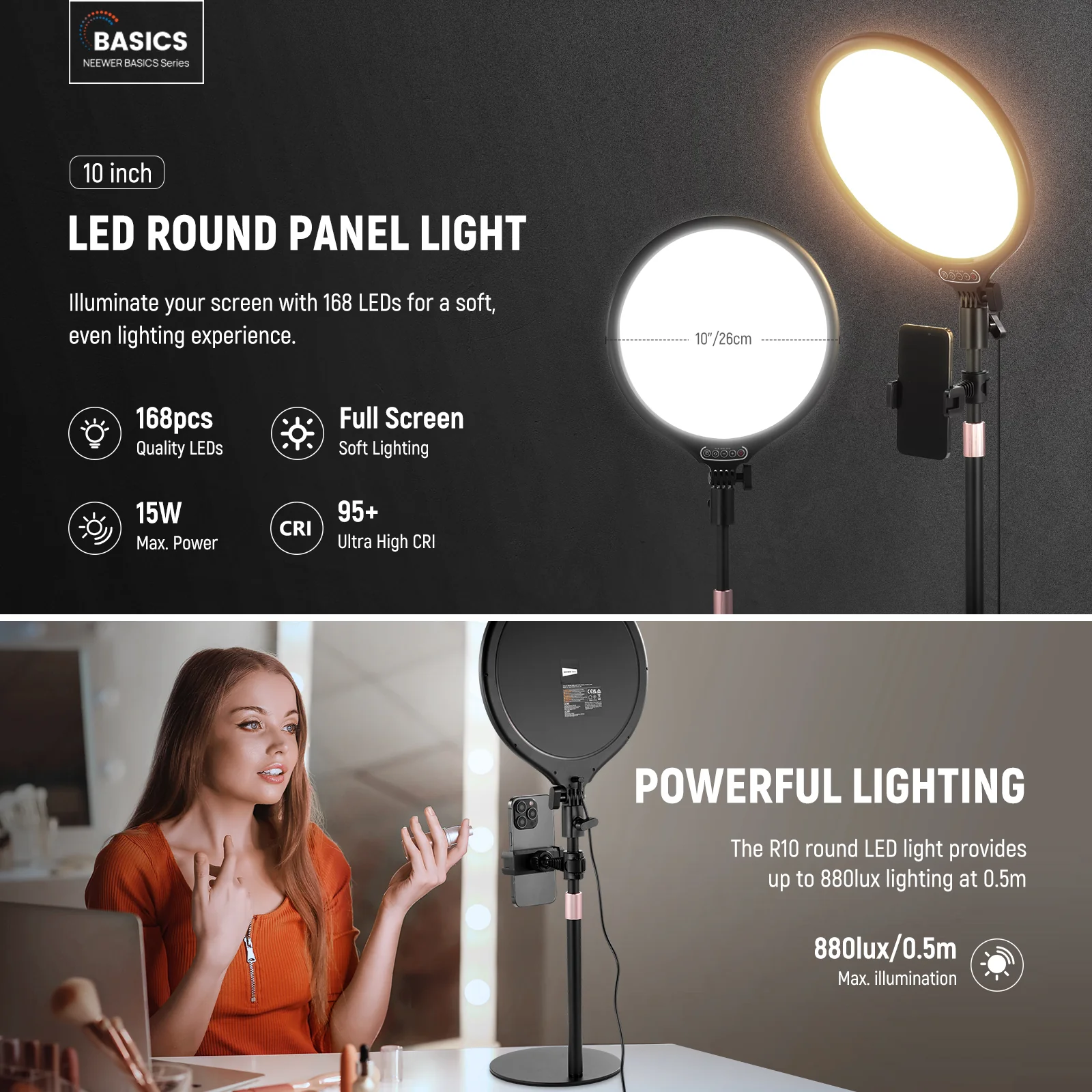 NEEWER BASICS R10 10.5" Desktop Ring Light - Image 10
