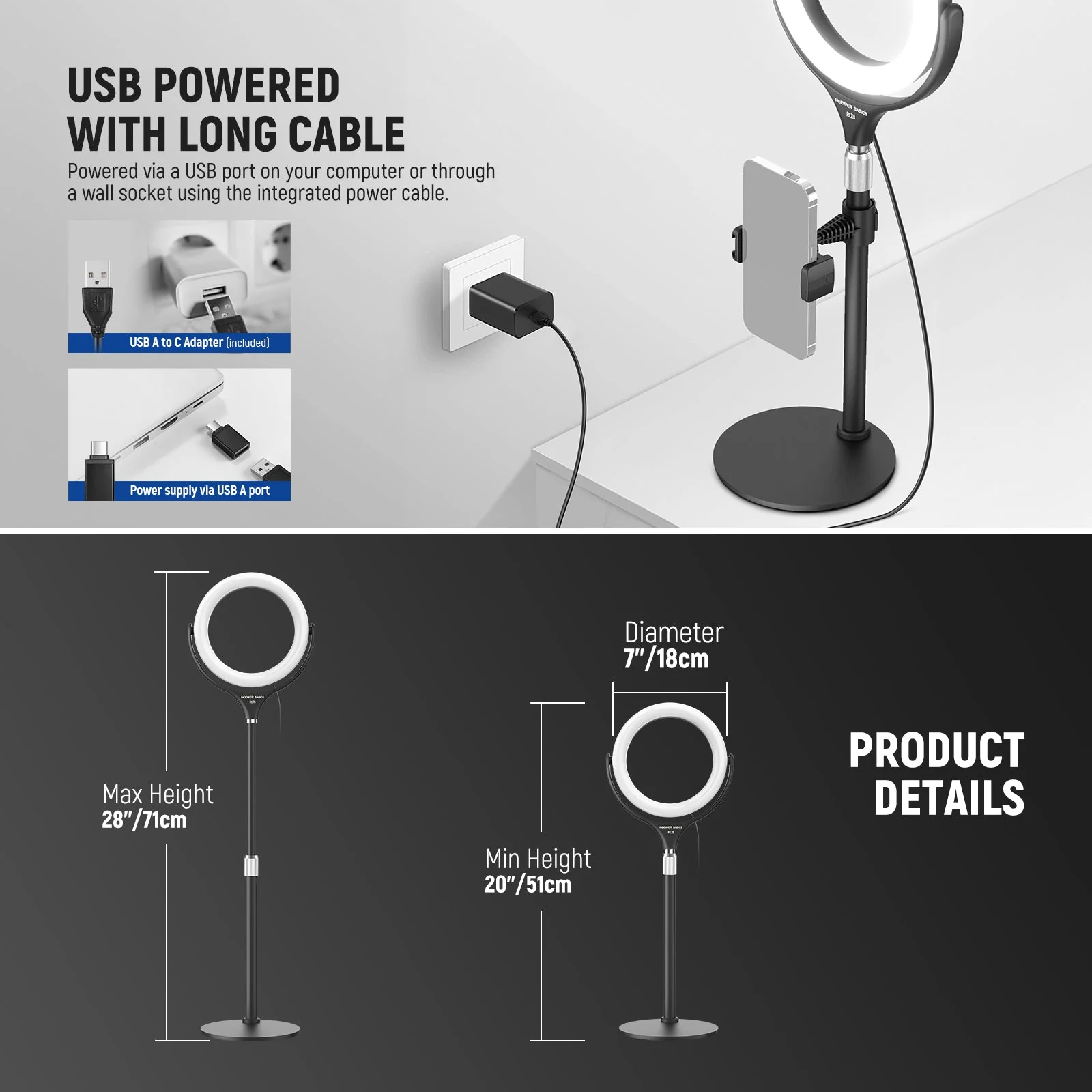 NEEWER BASICS RL7B 7" Desk Ring Light - Image 4