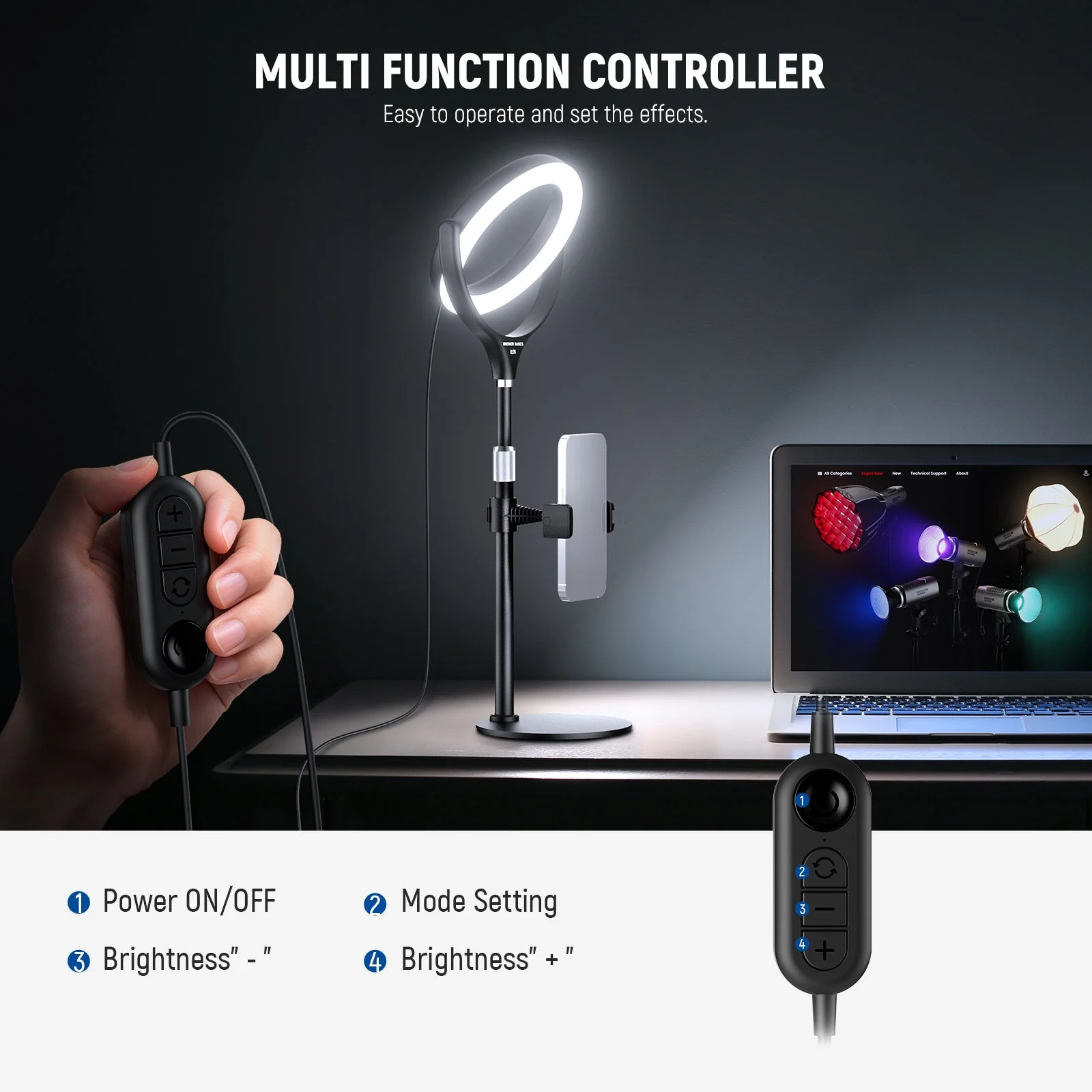 NEEWER BASICS RL7B 7" Desk Ring Light - Image 5