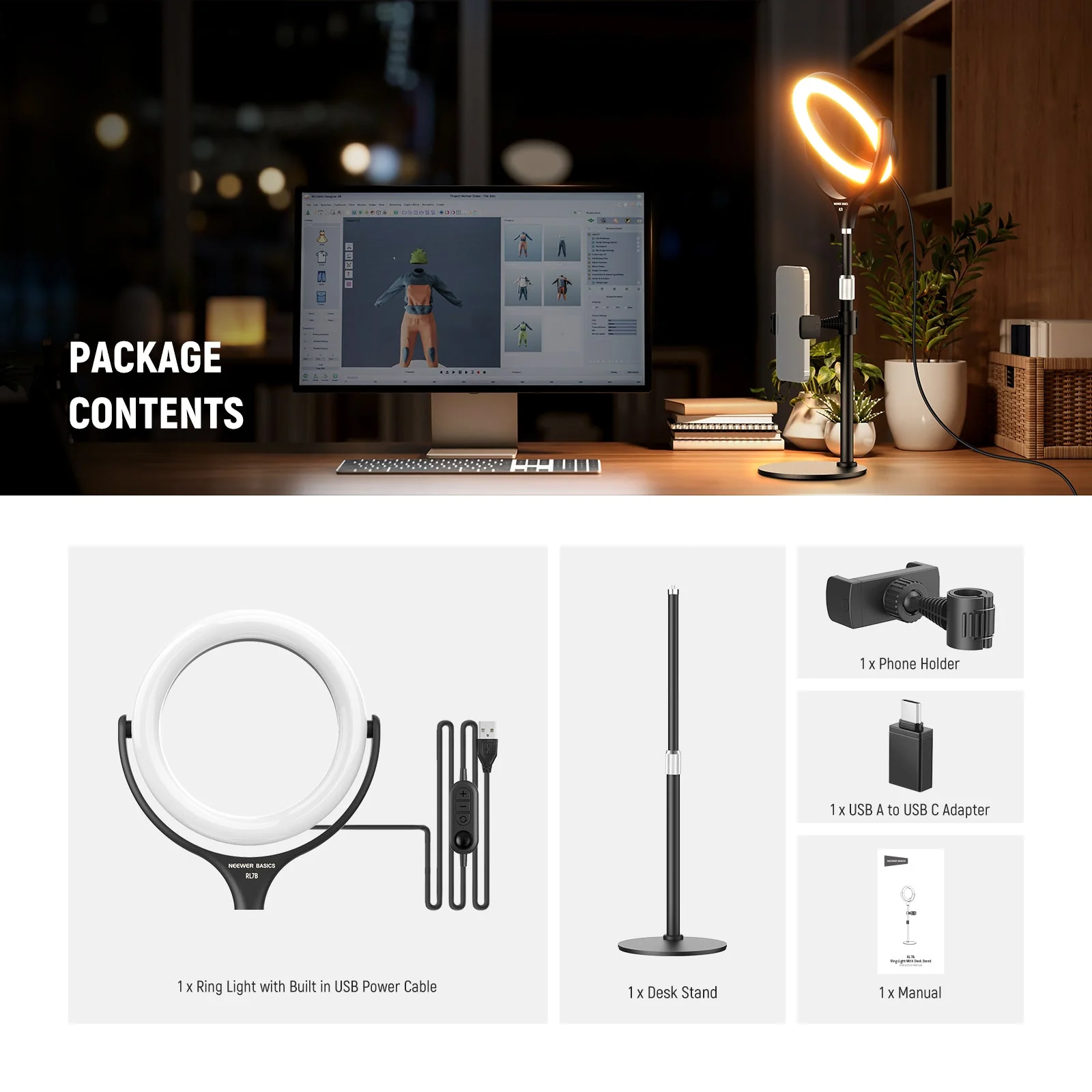 NEEWER BASICS RL7B 7" Desk Ring Light - Image 7