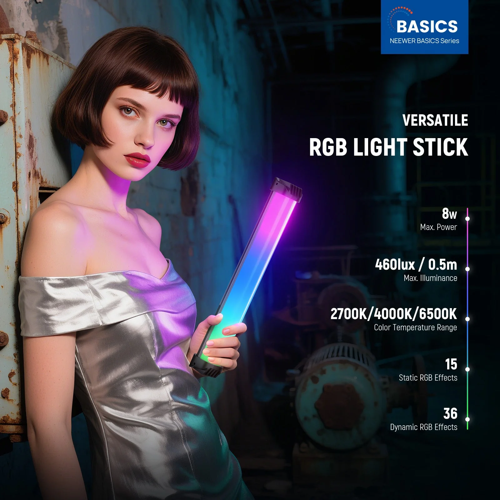 NEEWER BASICS SL30 12" Magnetic Handheld RGB Light Wand - Image 2