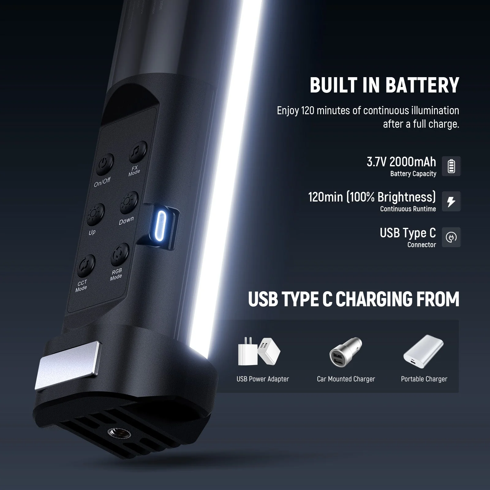 NEEWER BASICS SL30 12" Magnetic Handheld RGB Light Wand - Image 6