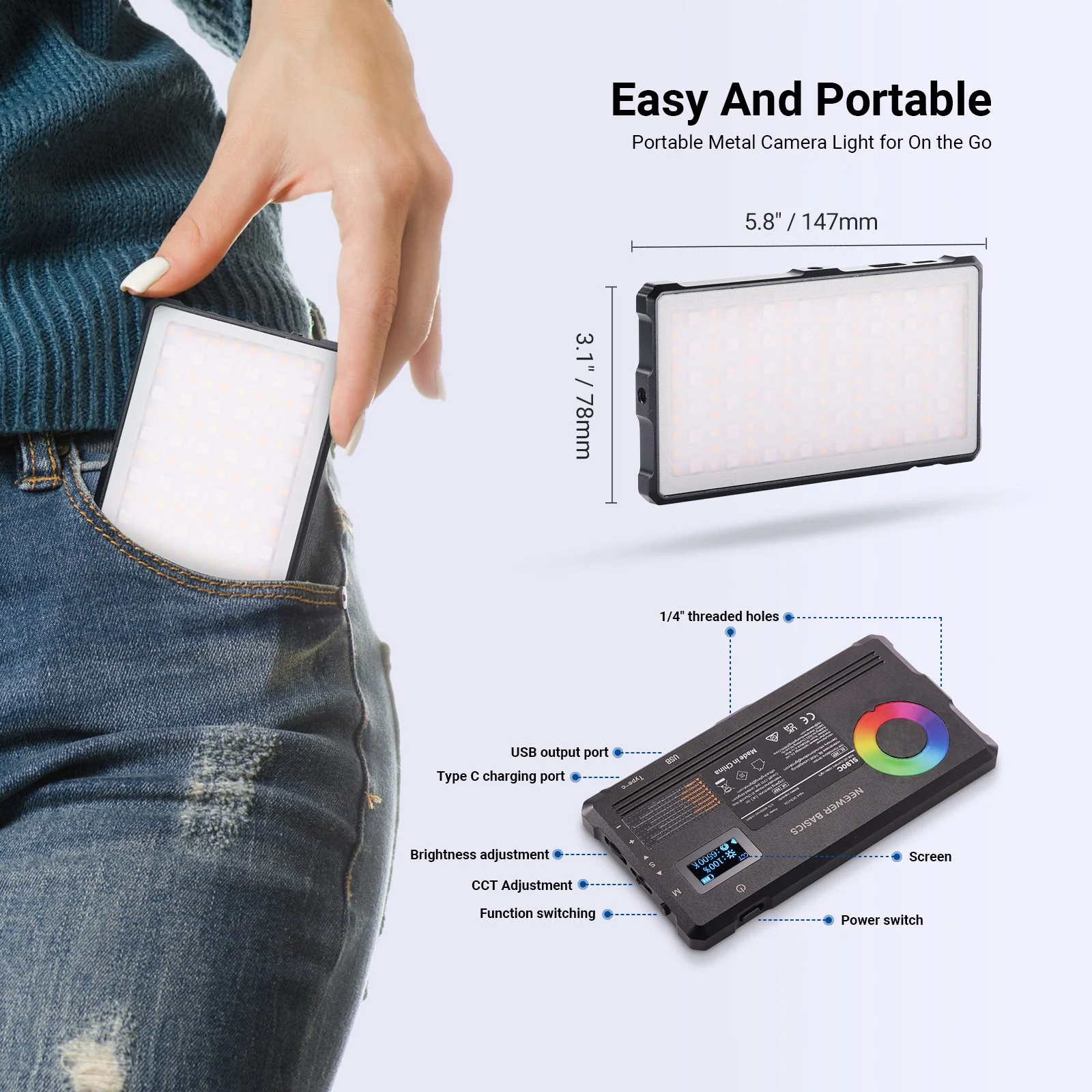 NEEWER BASICS SL90C RGB Video Light Kit - Image 17