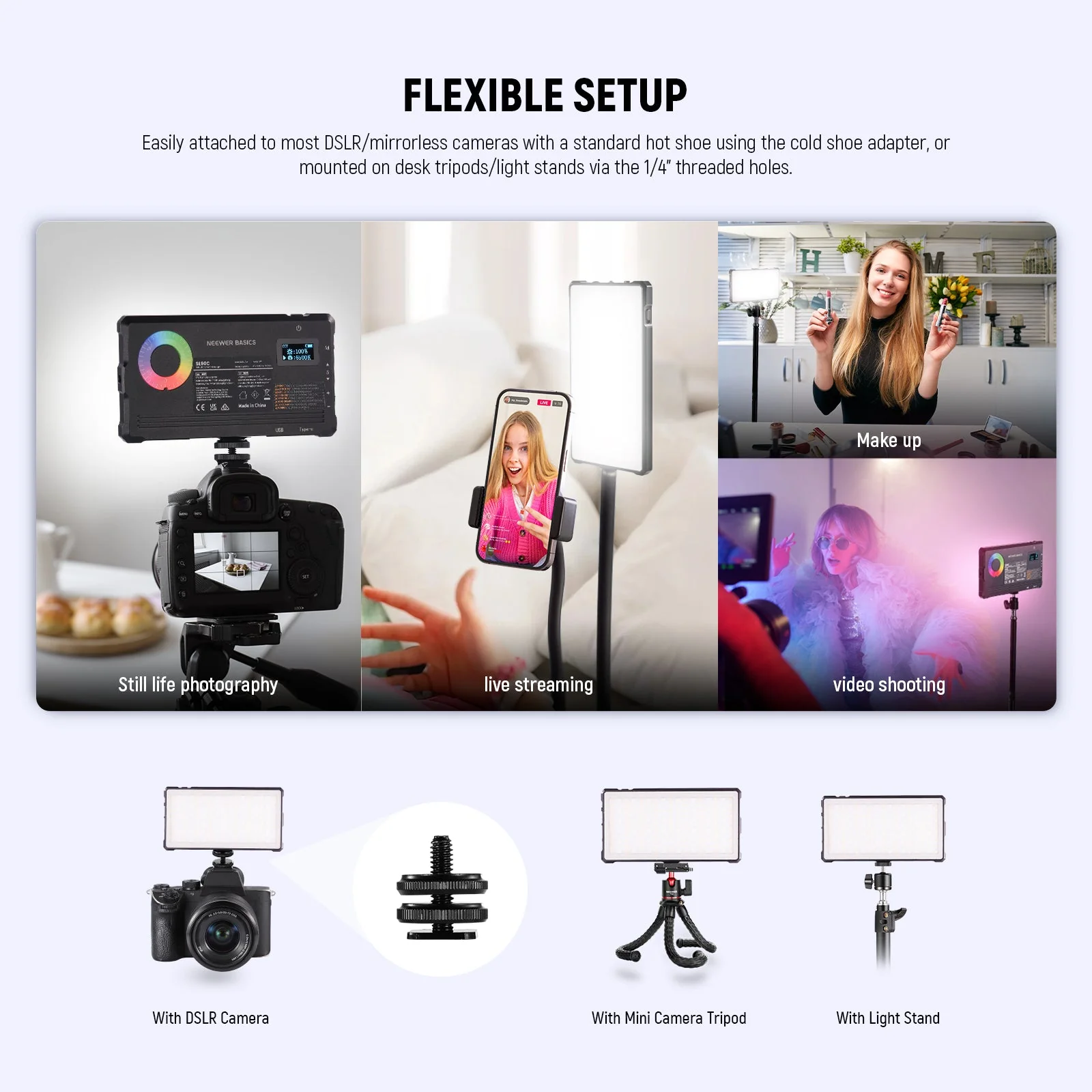 NEEWER BASICS SL90C RGB Video Light Kit - Image 6