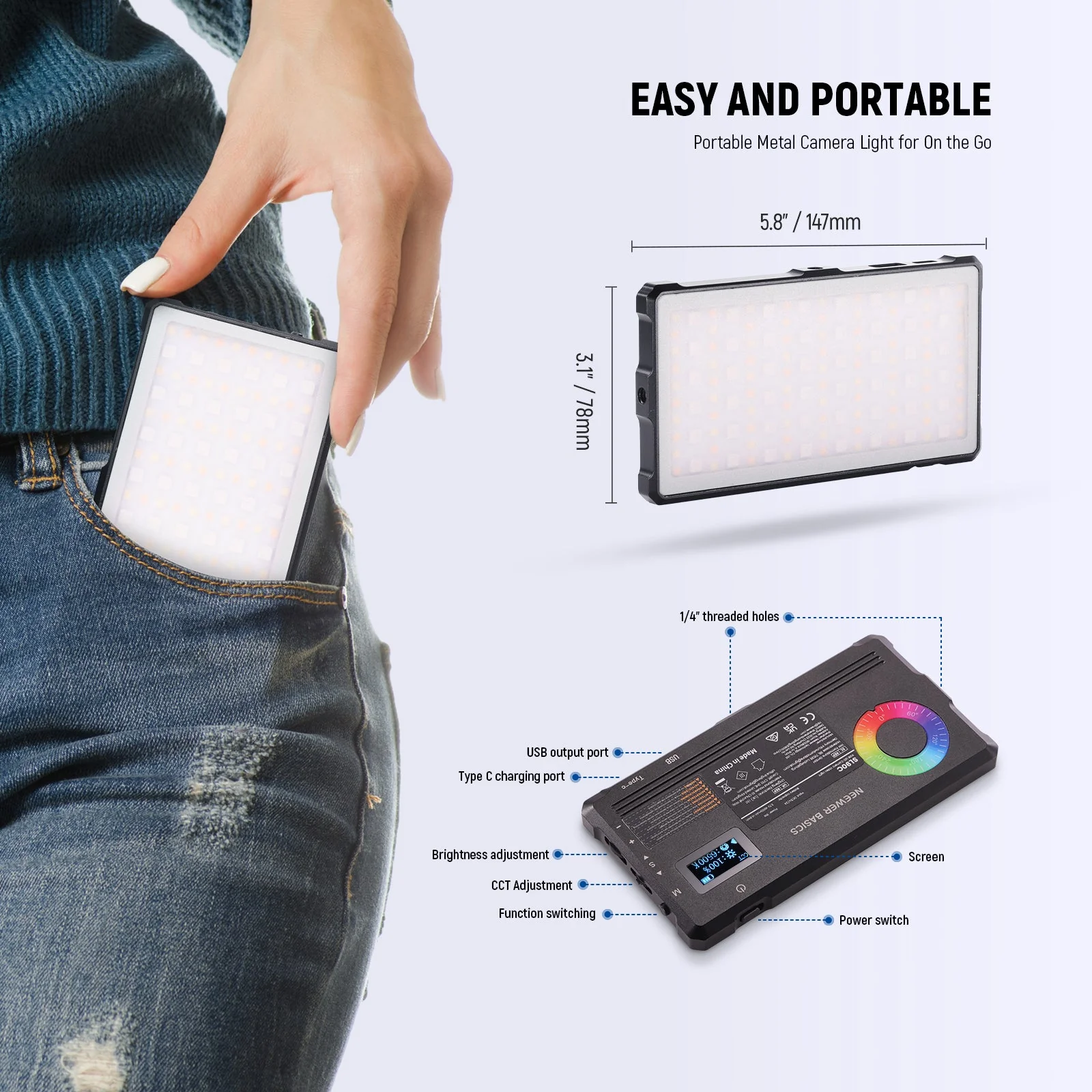 NEEWER BASICS SL90C RGB Video Light Kit - Image 8