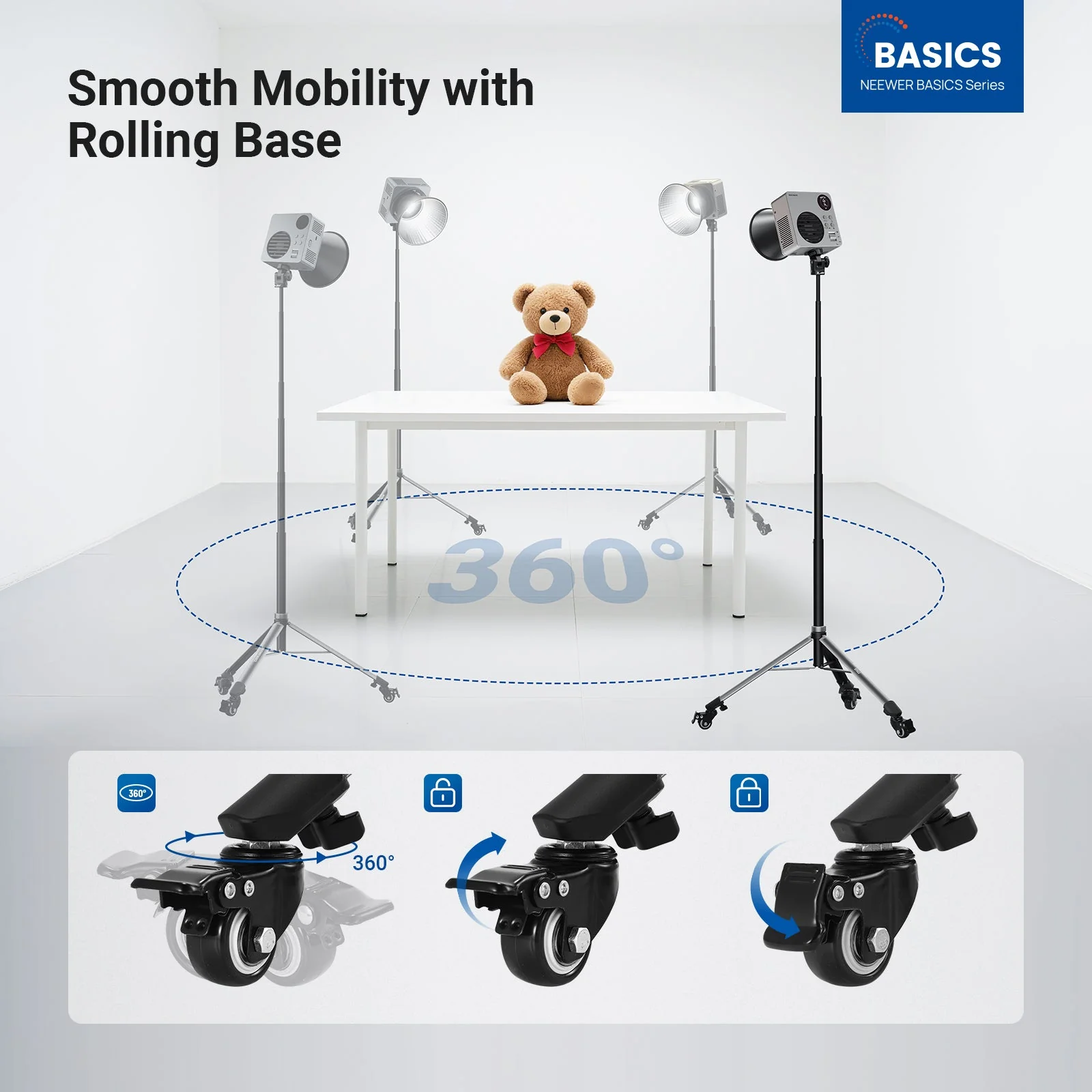 NEEWER BASICS ST012 197cm Rolling Light Stand - Image 2