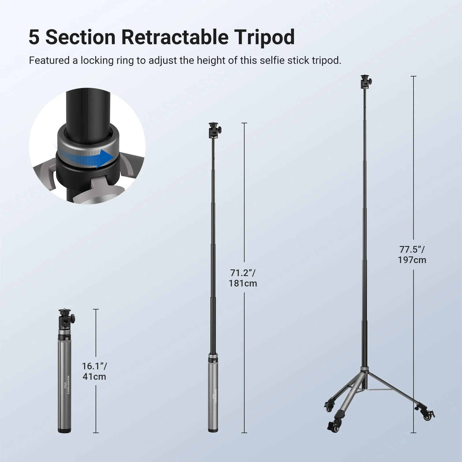 NEEWER BASICS ST012 197cm Rolling Light Stand - Image 3