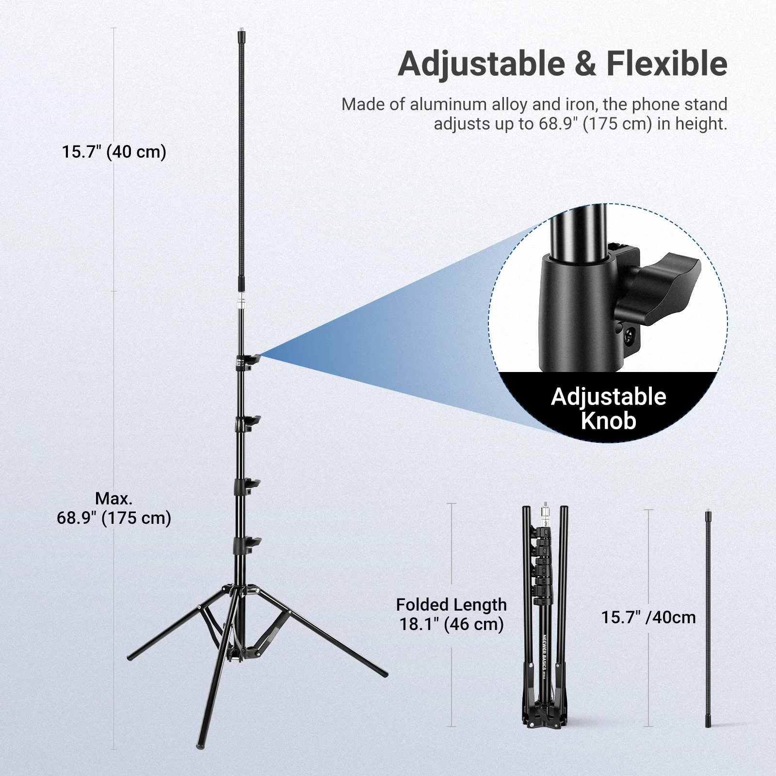 NEEWER BASICS ST014 175cm Phone Tripod Stand - Image 3
