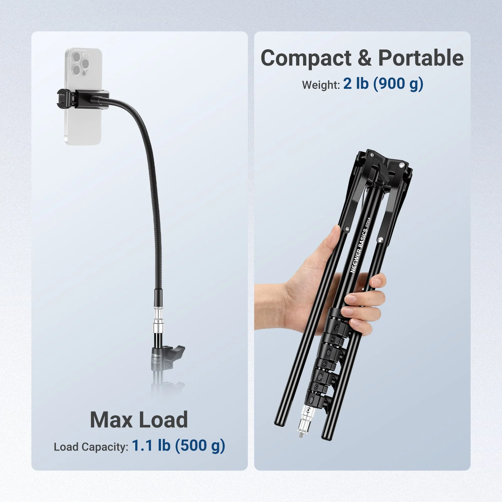 NEEWER BASICS ST014 175cm Phone Tripod Stand - Image 6