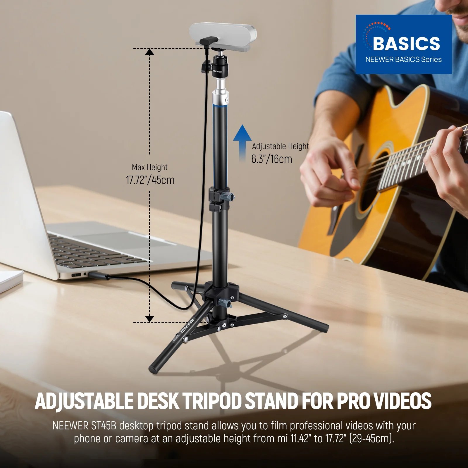 NEEWER BASICS ST45B Adjustable Desk Tripod Stand - Image 3