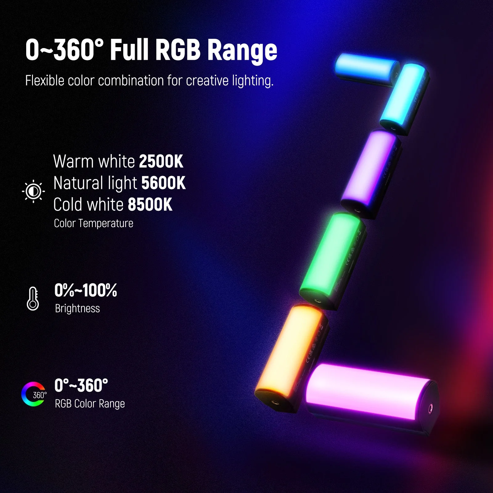 NEEWER BASICS TL96RGB Magnetic Handheld Light Wand with Desk Tripod - Image 2
