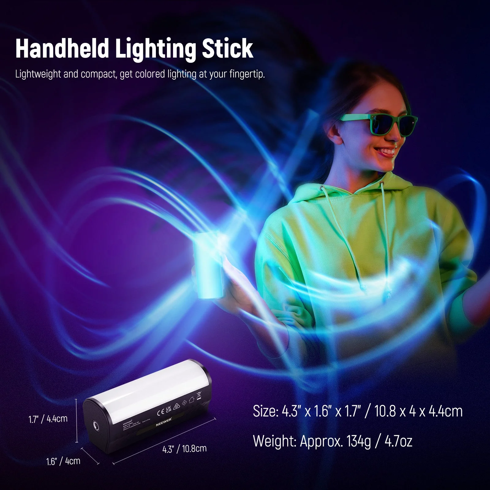 NEEWER BASICS TL96RGB Magnetic Handheld Light Wand with Desk Tripod - Image 3