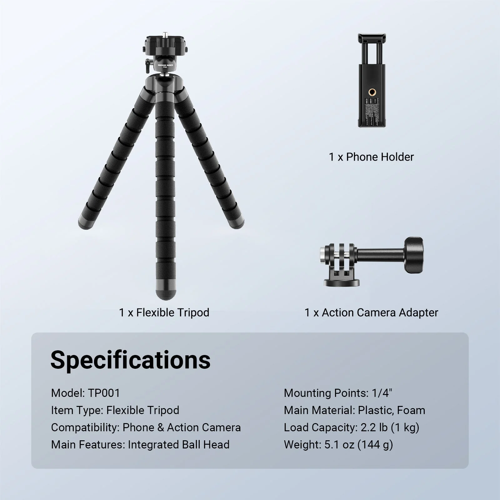 NEEWER BASICS TP001 Flexible Phone Tripod - Image 9