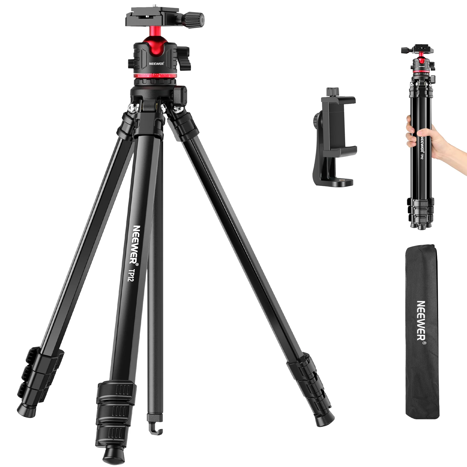 NEEWER BASICS TP12 66.5" Aluminum Alloy Travel Tripod