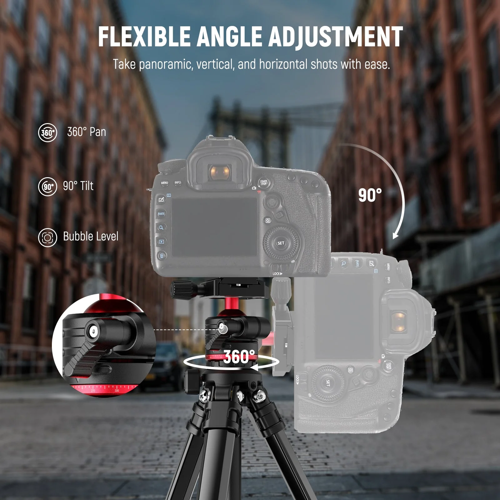 NEEWER BASICS TP12 66.5" Aluminum Alloy Travel Tripod - Image 5