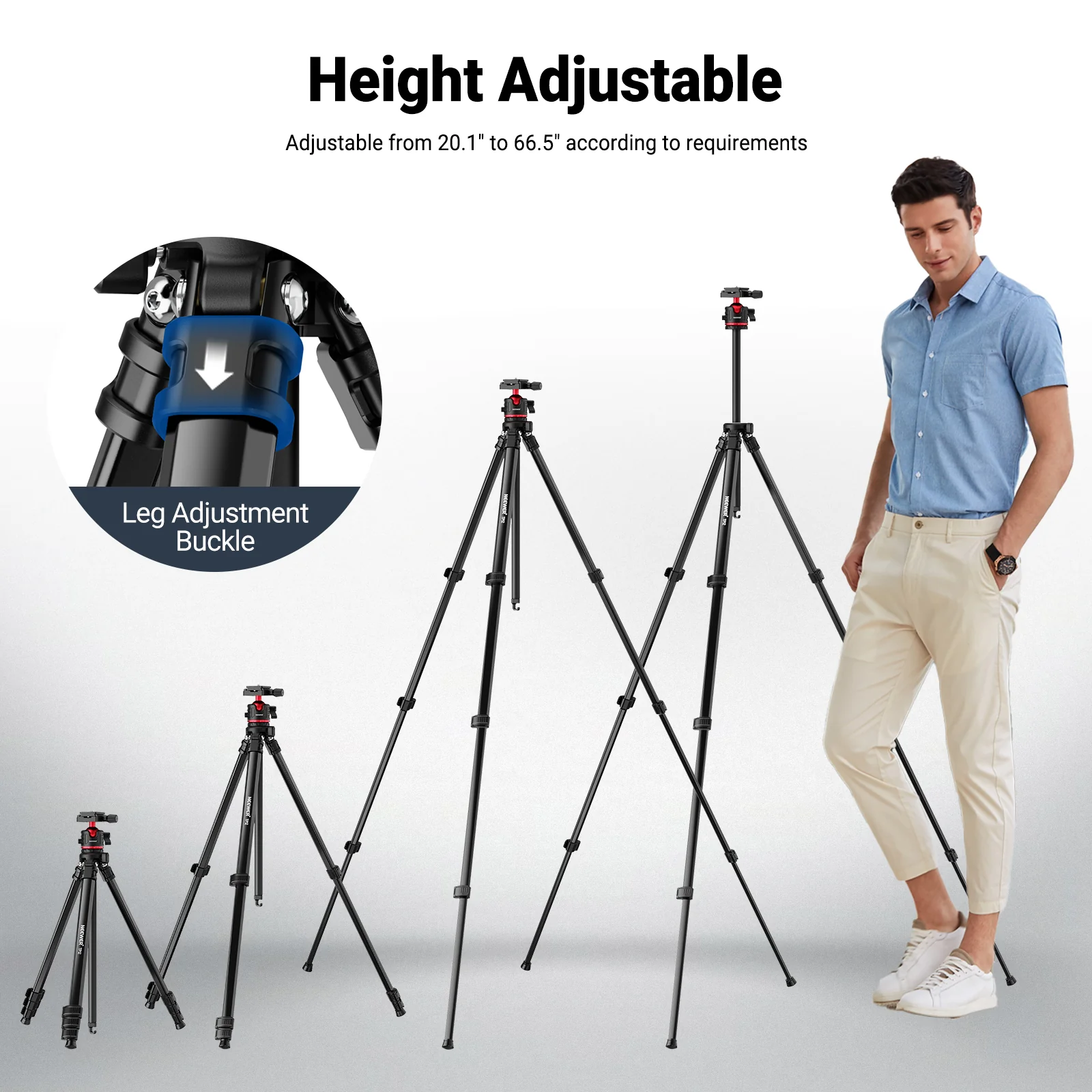 NEEWER BASICS TP12 66.5" Aluminum Alloy Travel Tripod - Image 6