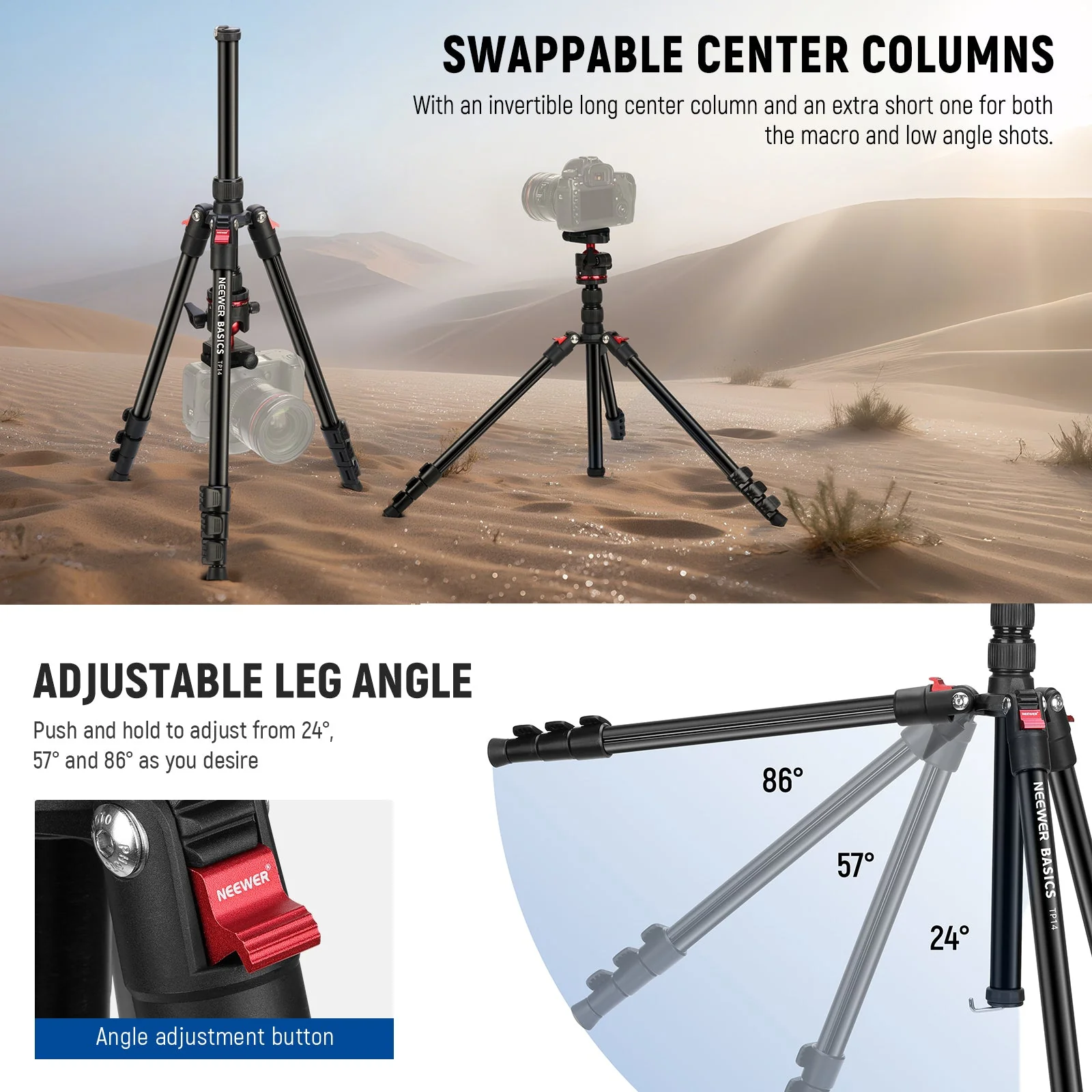 NEEWER BASICS TP14 72" Travel Tripod - Image 4
