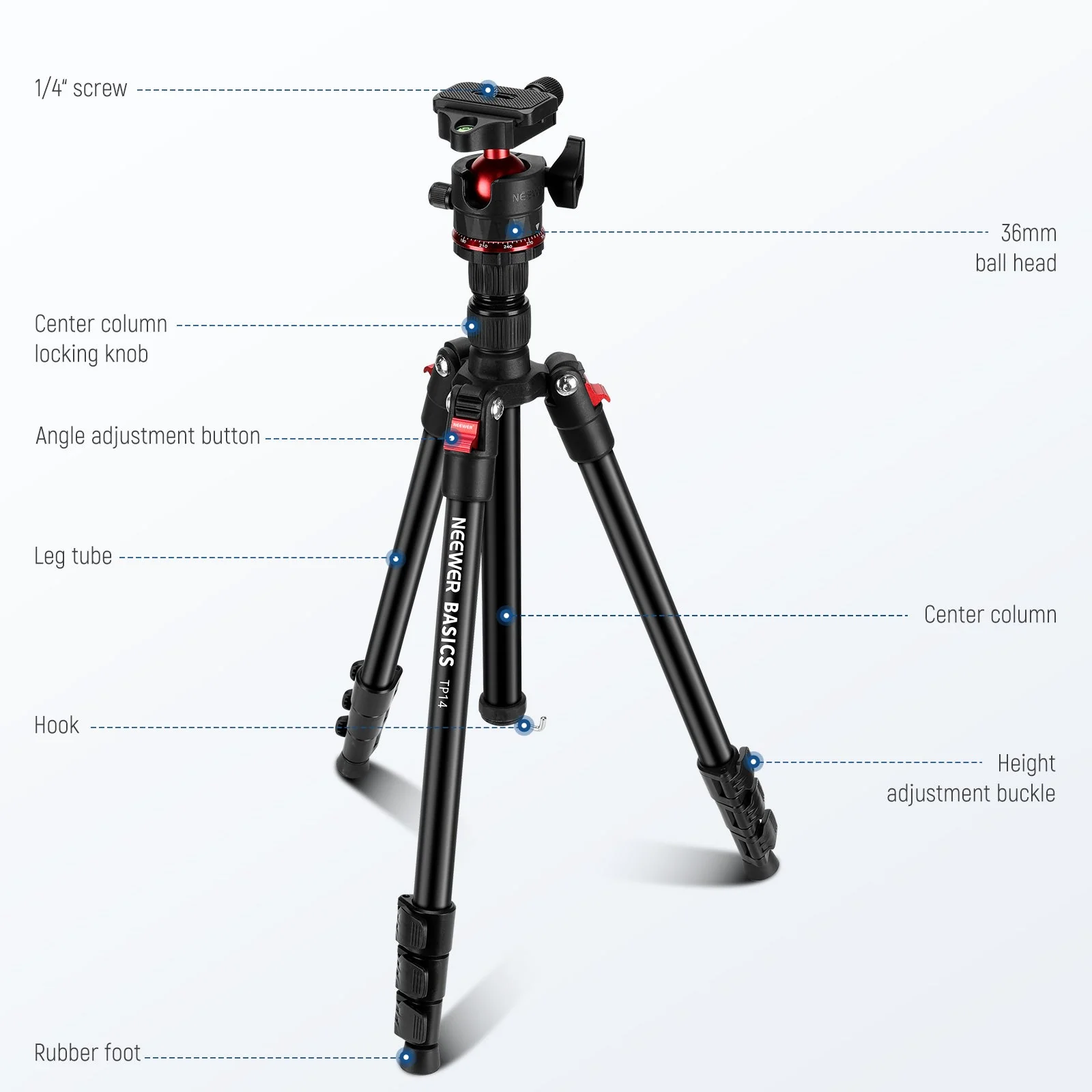 NEEWER BASICS TP14 72" Travel Tripod - Image 8