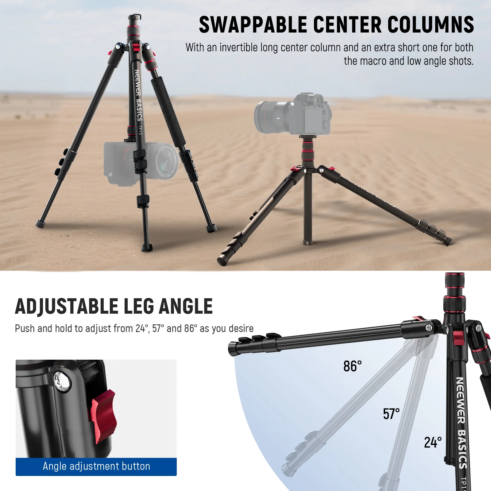 NEEWER BASICS TP15 71" Camera Tripod Monopod - Image 13