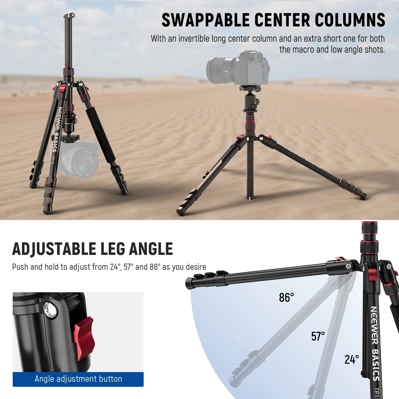 NEEWER BASICS TP15 71" Camera Tripod Monopod - Image 4
