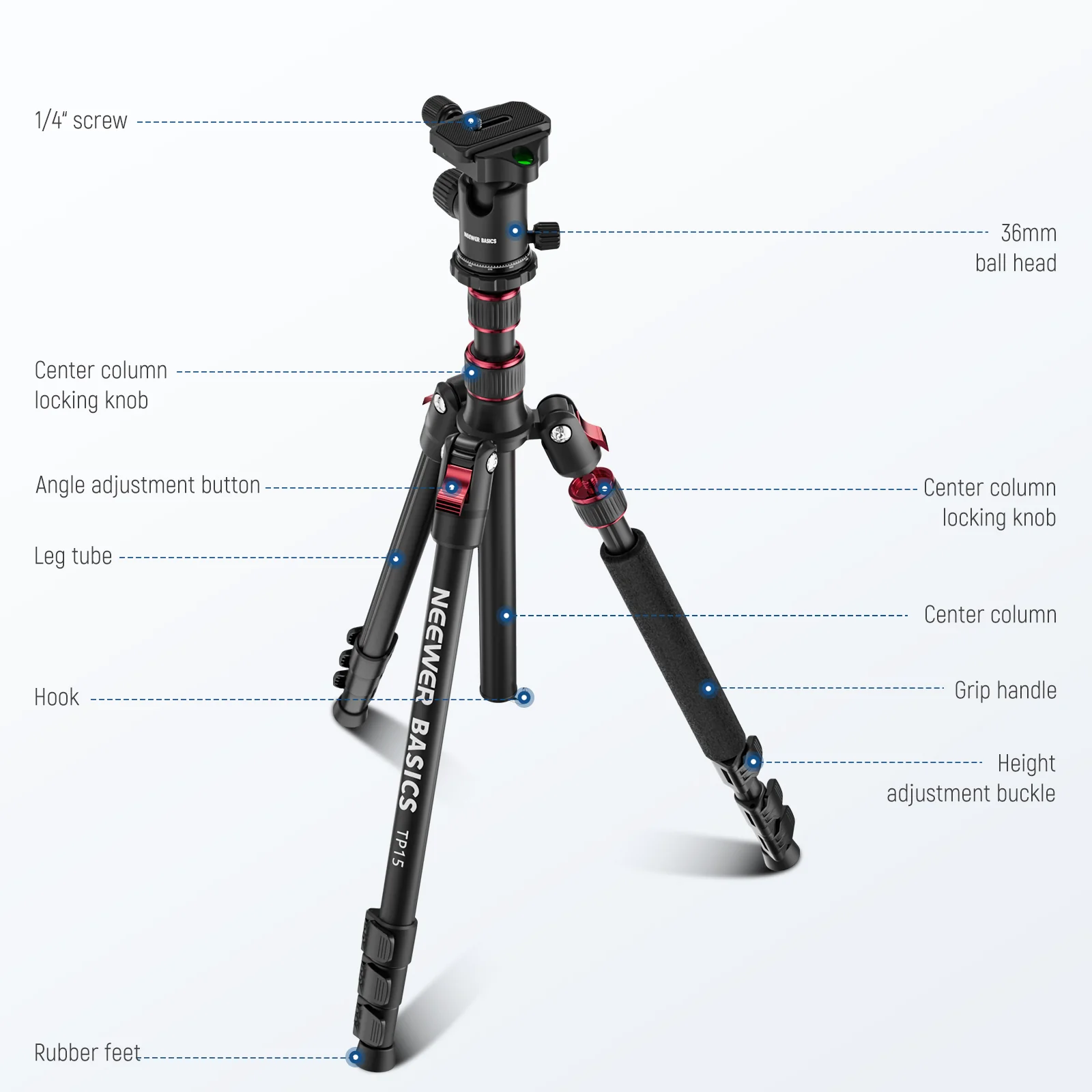 NEEWER BASICS TP15 71" Camera Tripod Monopod - Image 8