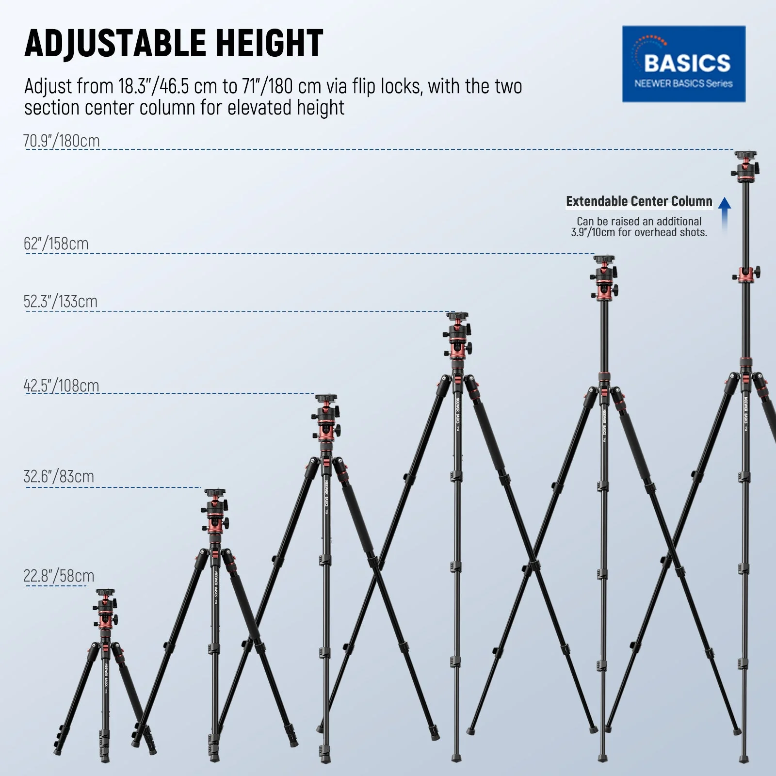 NEEWER BASICS TP16 70.9"/180cm Camera Tripod Monopod - Image 2
