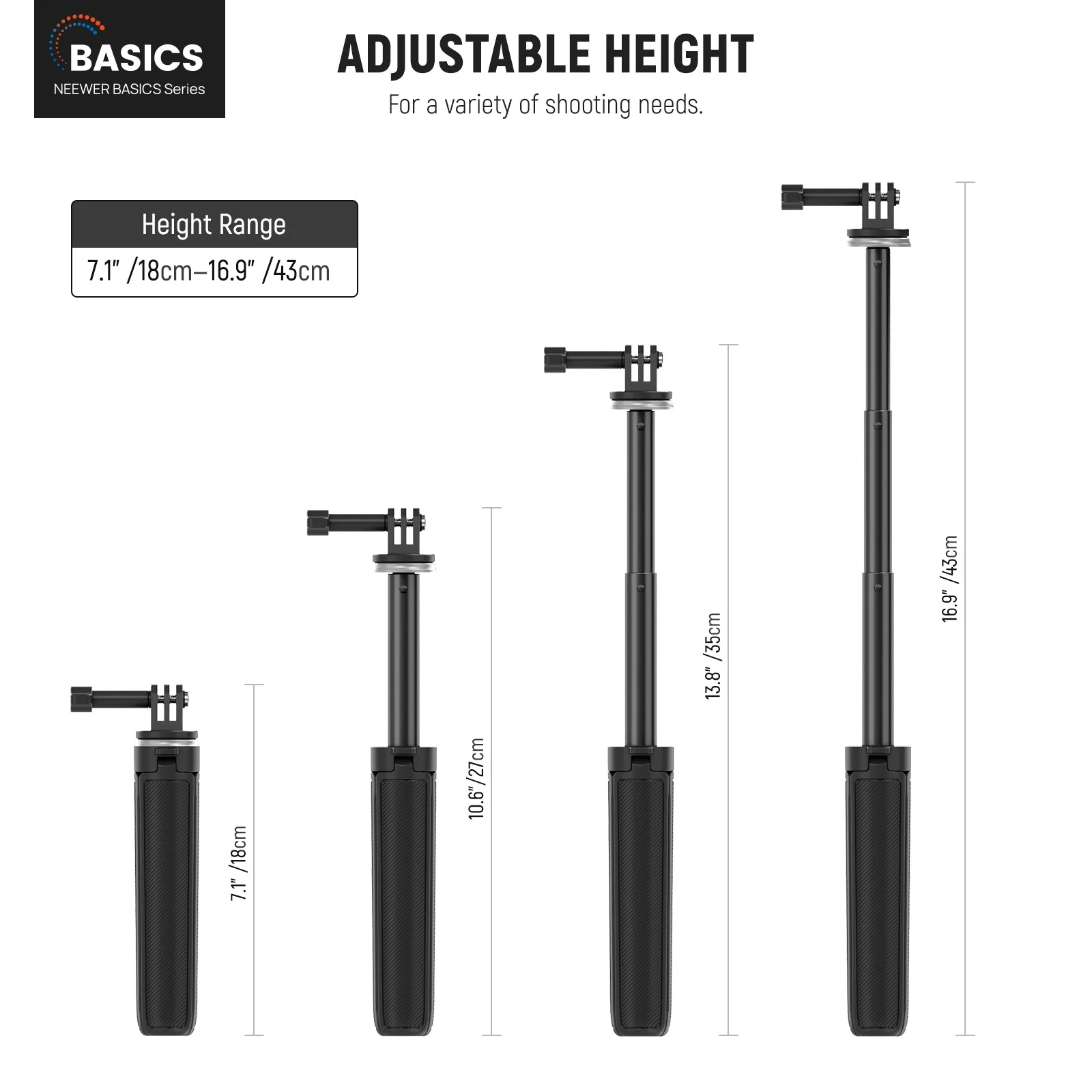 NEEWER BASICS TP46 Selfie Stick Tripod for Action Cameras - Image 2