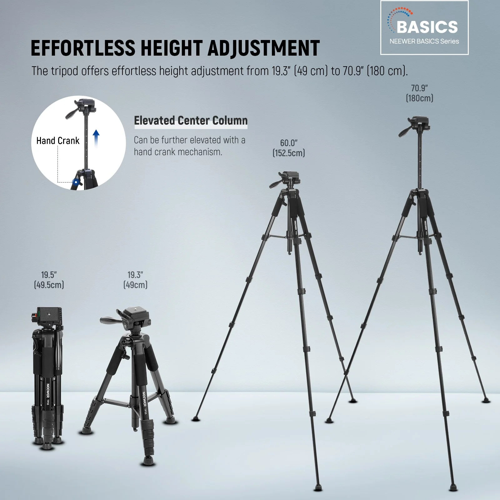 NEEWER BASICS TP55 71" Camera Tripod - Image 2