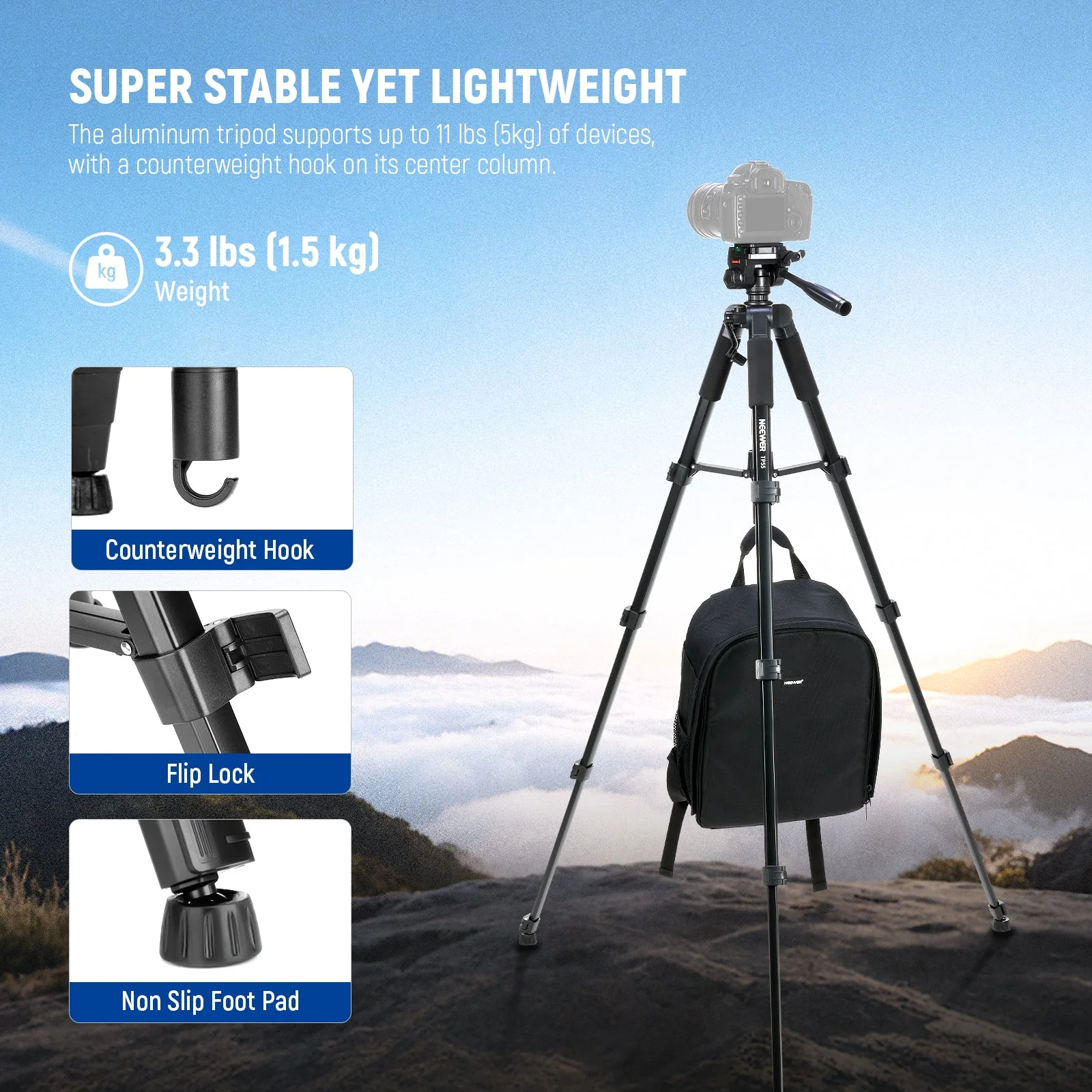 NEEWER BASICS TP55 71" Camera Tripod - Image 4