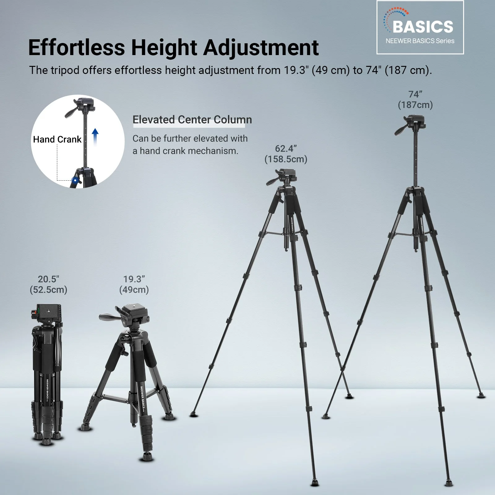 NEEWER BASICS TP56 74" Camera Tripod - Image 2