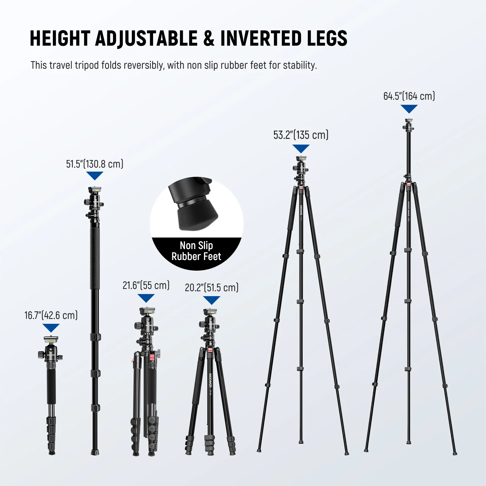 NEEWER BASICS TP66 64.5" Horizontal Overhead Tripod Monopod - Image 10