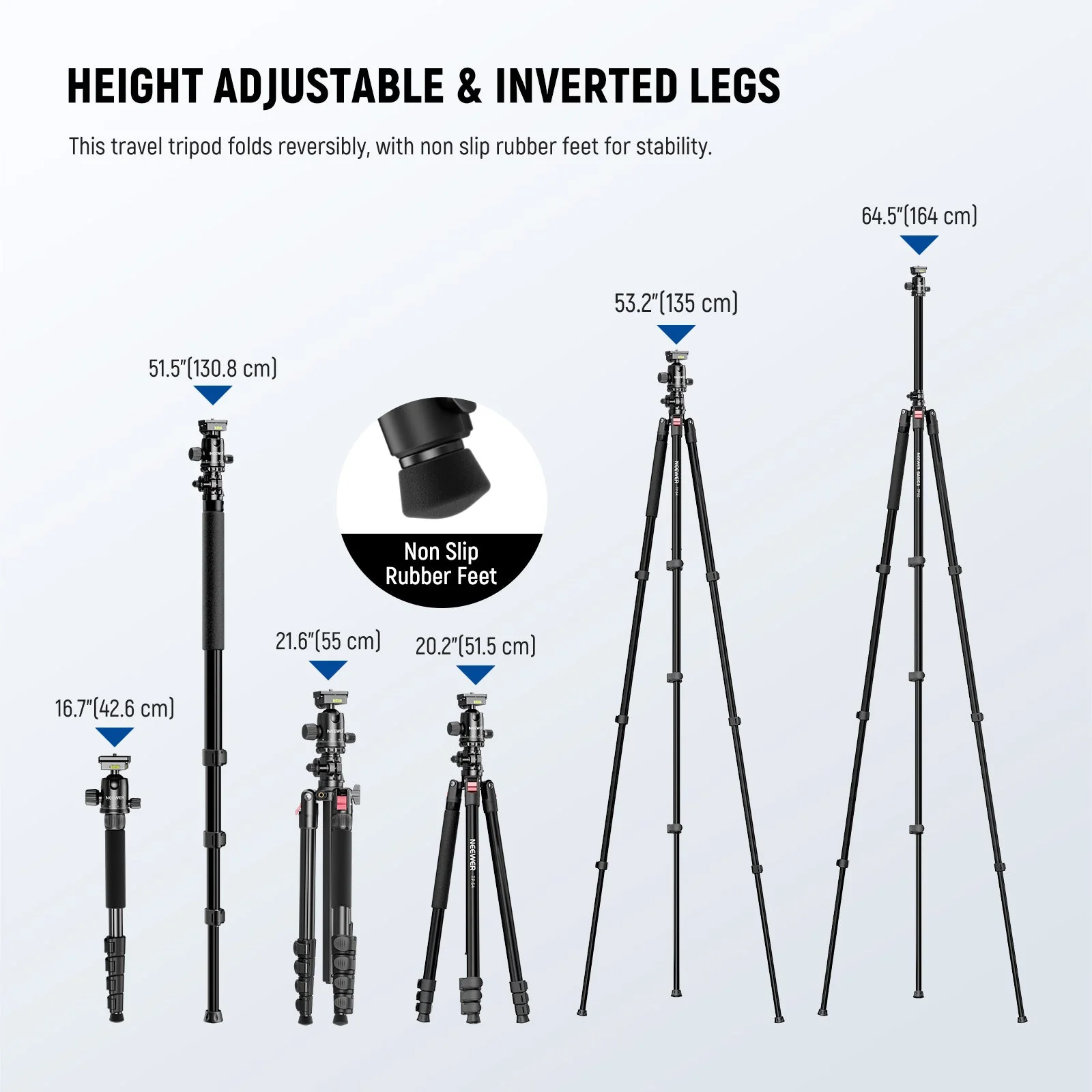NEEWER BASICS TP66 64.5" Horizontal Overhead Tripod Monopod - Image 3