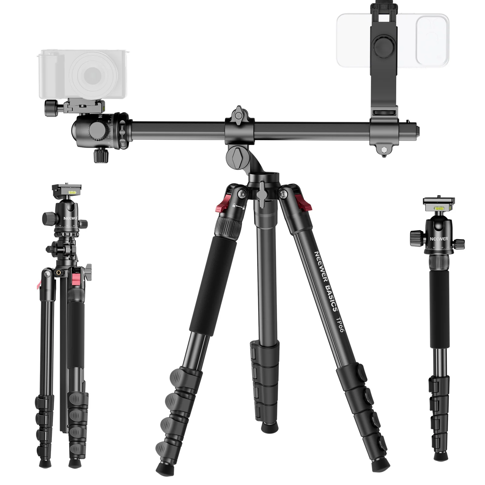 NEEWER BASICS TP66 64.5" Horizontal Overhead Tripod Monopod - Image 8