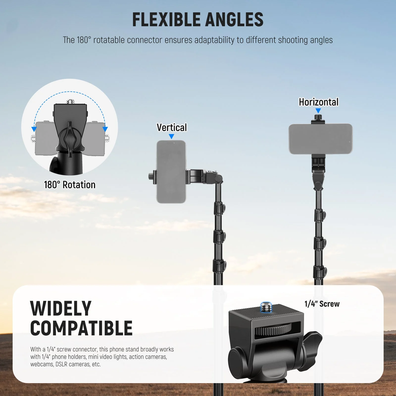 NEEWER BASICS TS03 66" Phone Tripod with Remote & Phone Holder - Image 4
