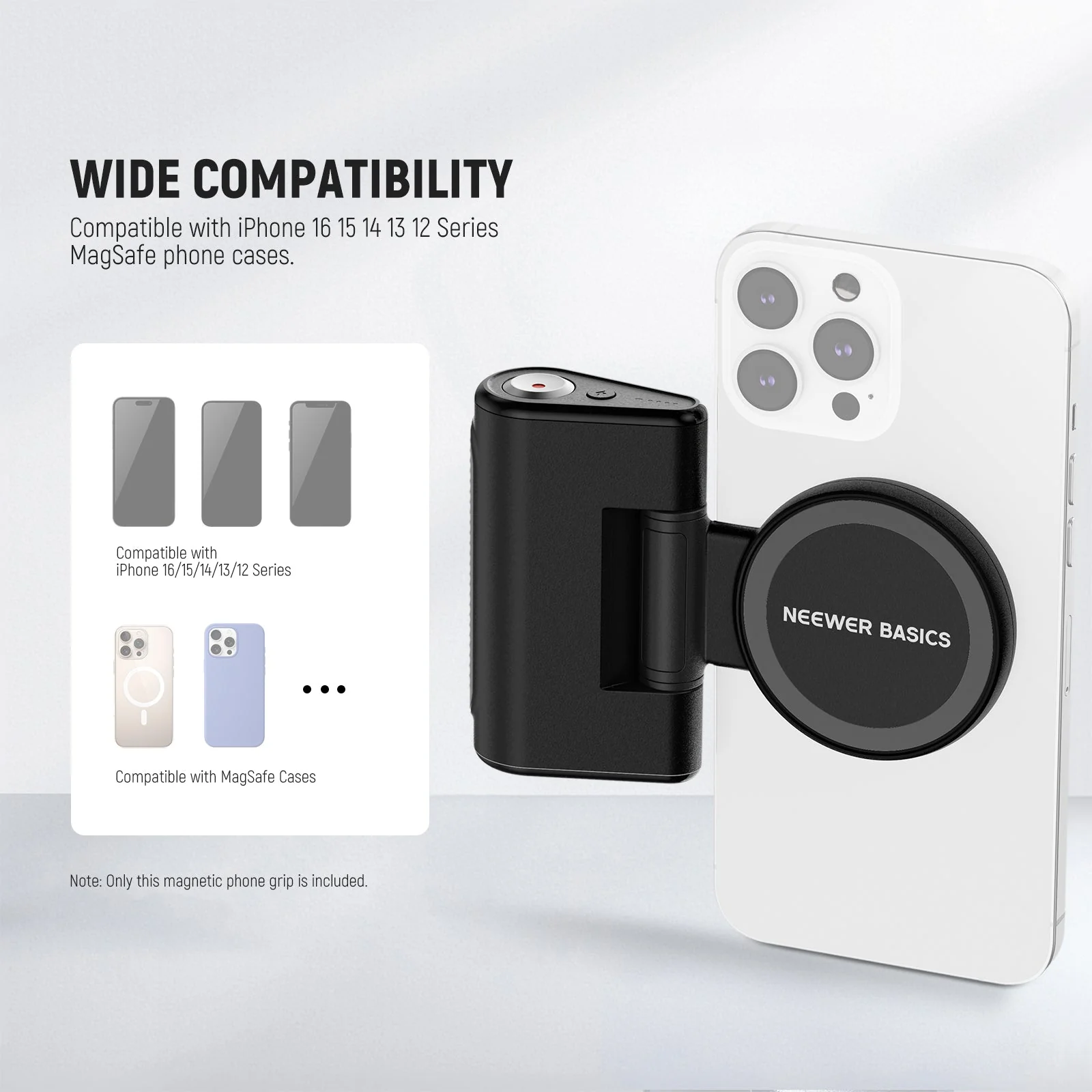 NEEWER BASICS WS-25001 Magnetic Phone Camera Grip with Shutter Remote - Image 4