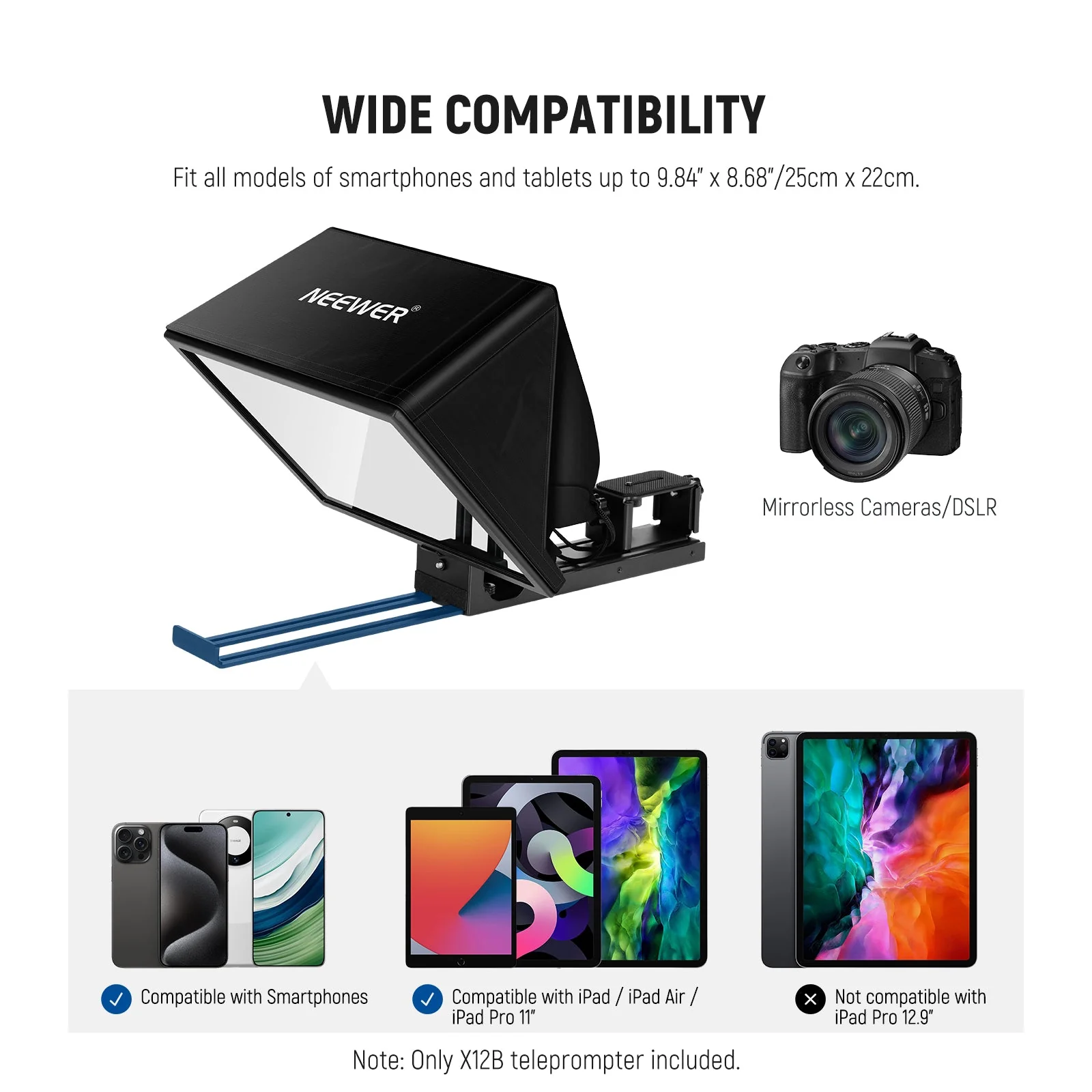 NEEWER BASICS X12B Aluminum Assembly Free Liftable Teleprompter - Image 6