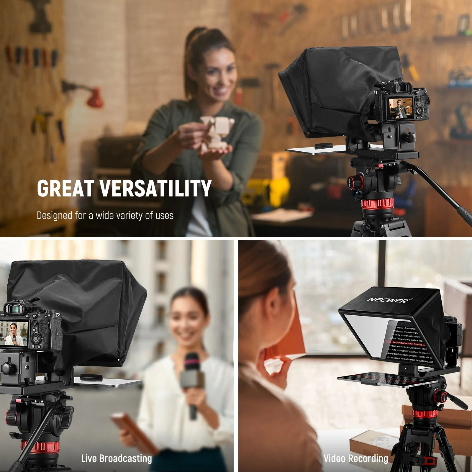 NEEWER BASICS X12B Aluminum Assembly Free Liftable Teleprompter - Image 7