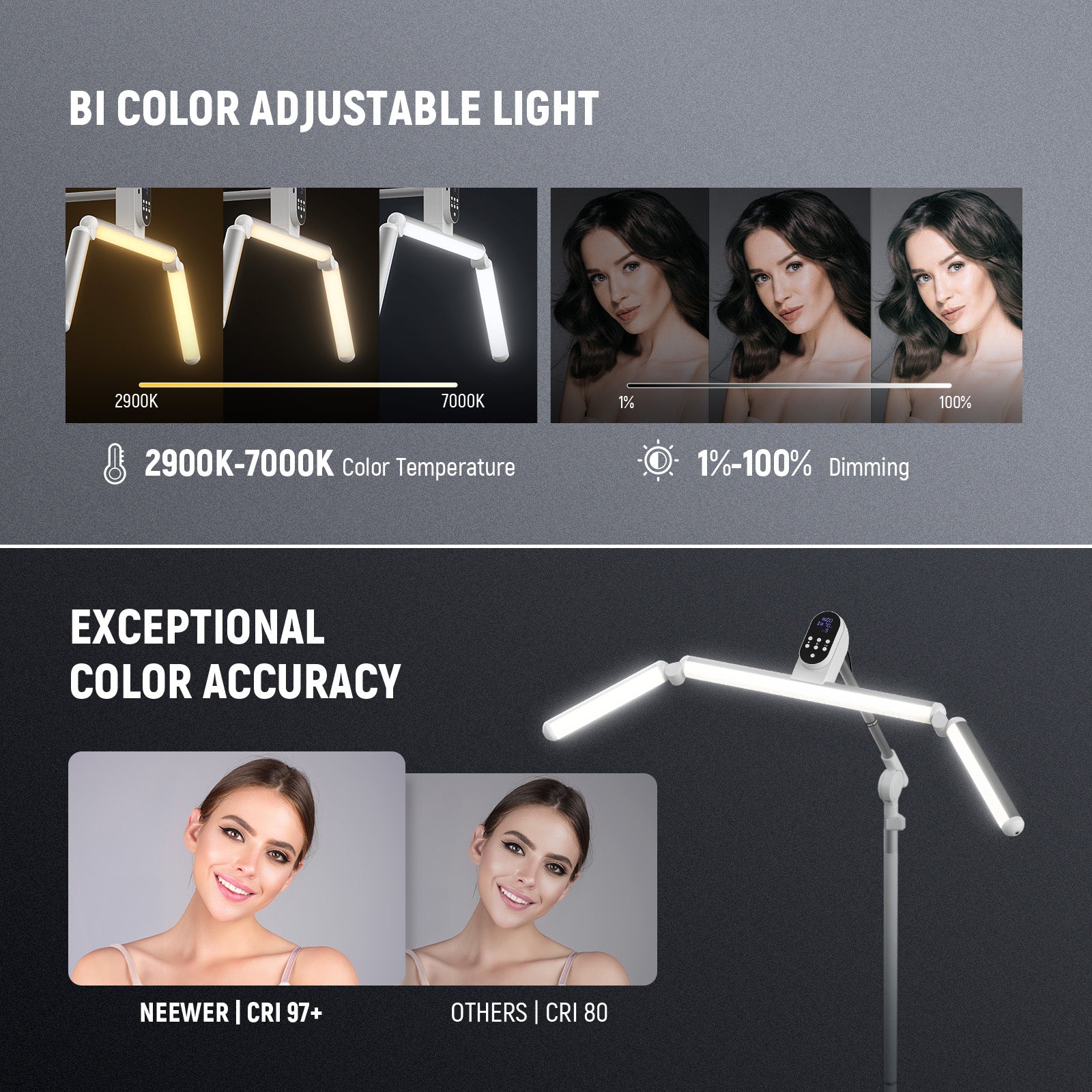 NEEWER BH50B 50W 90cm Foldable Bi-Color Esthetician Light - Image 3