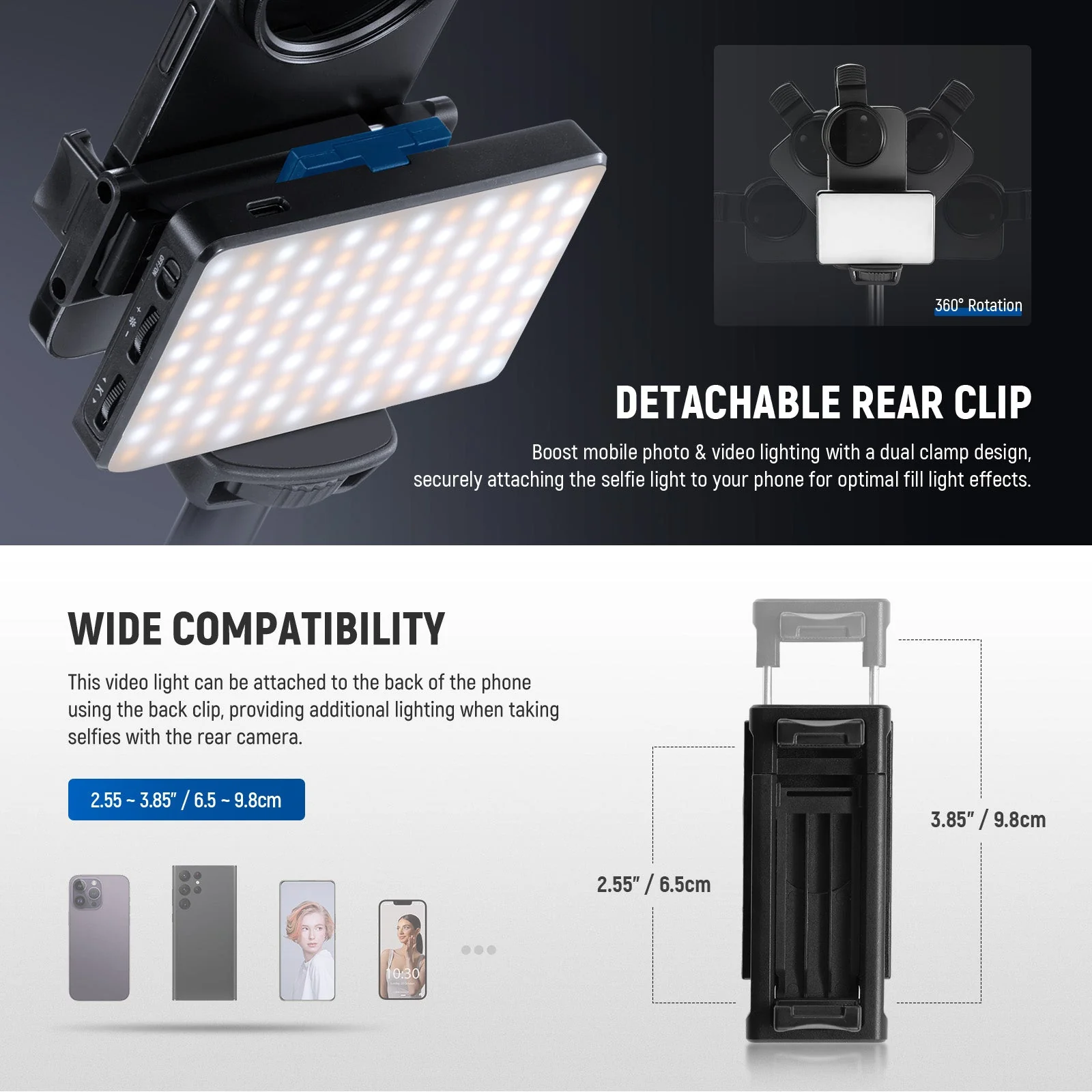NEEWER BASICS BL120B Clip On LED Selfie Phone Light Kit - Image 14