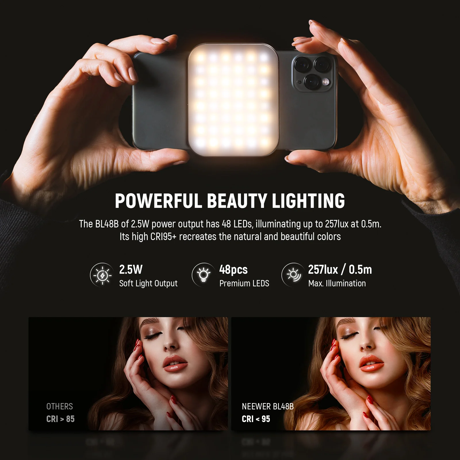 NEEWER BASICS BL48B Rechargeable Magnetic Selfie Light Compatible with MagSafe - Image 5