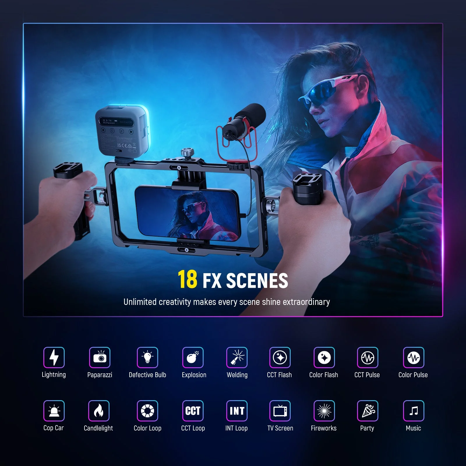 NEEWER BASICS BL60C 360° Full Color Magnetic RGB Video Light - Image 5