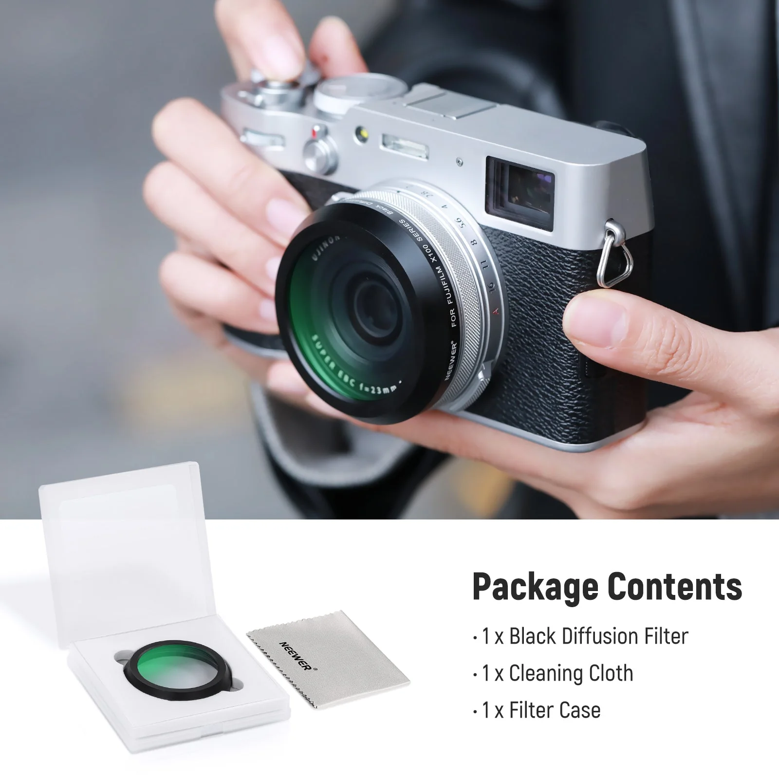 NEEWER Black Diffusion 1/4 Lens Filter for Fujifilm X100 Series Cameras - Image 7